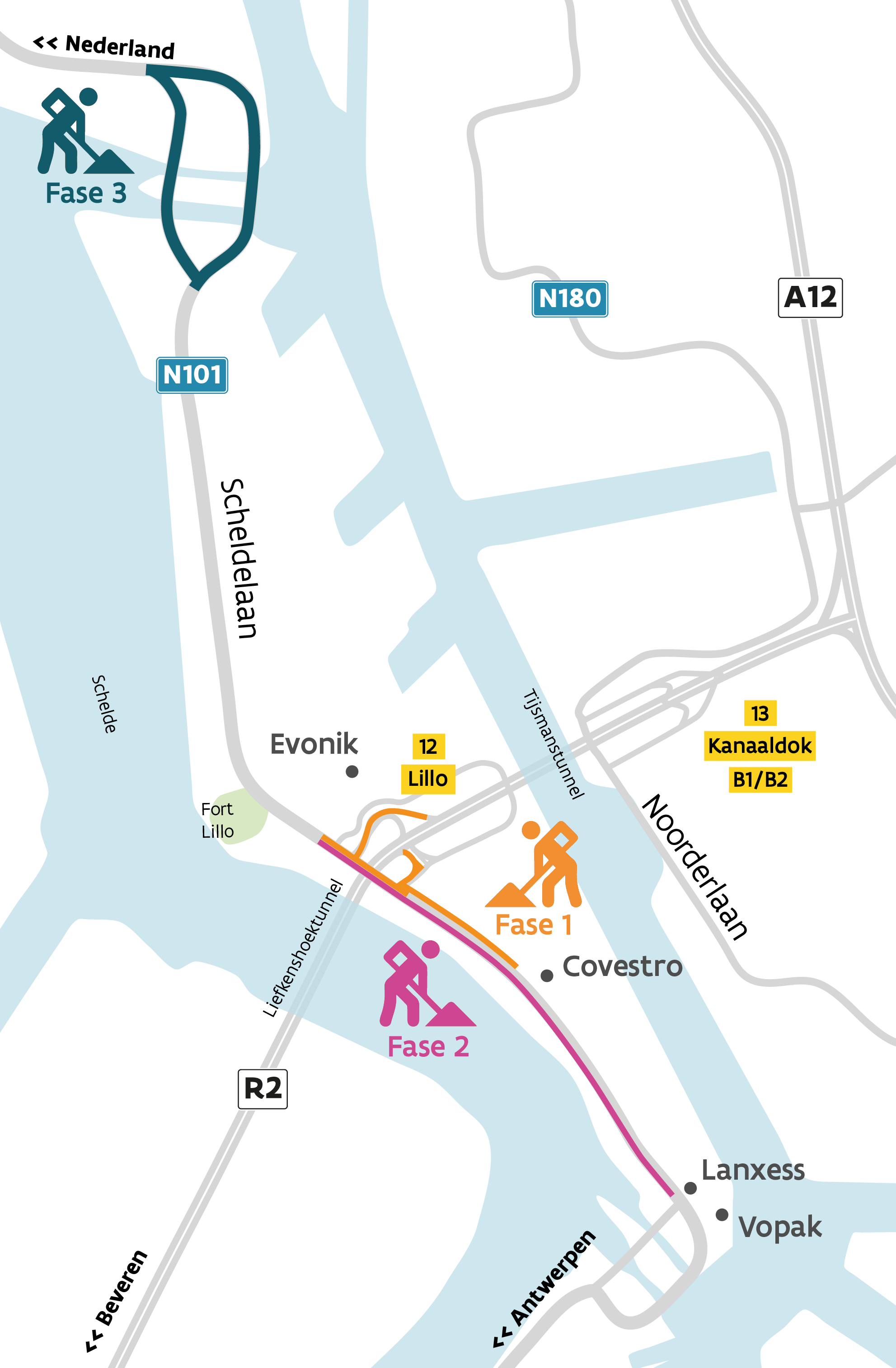 N101 Scheldelaan: fasering
