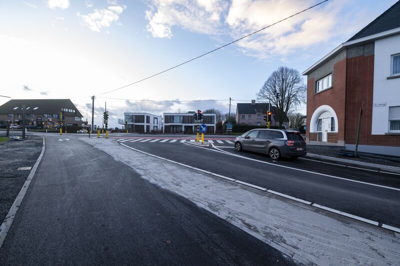 Beeld kruispunt Belle Triene in Gooik NA de werken - 2