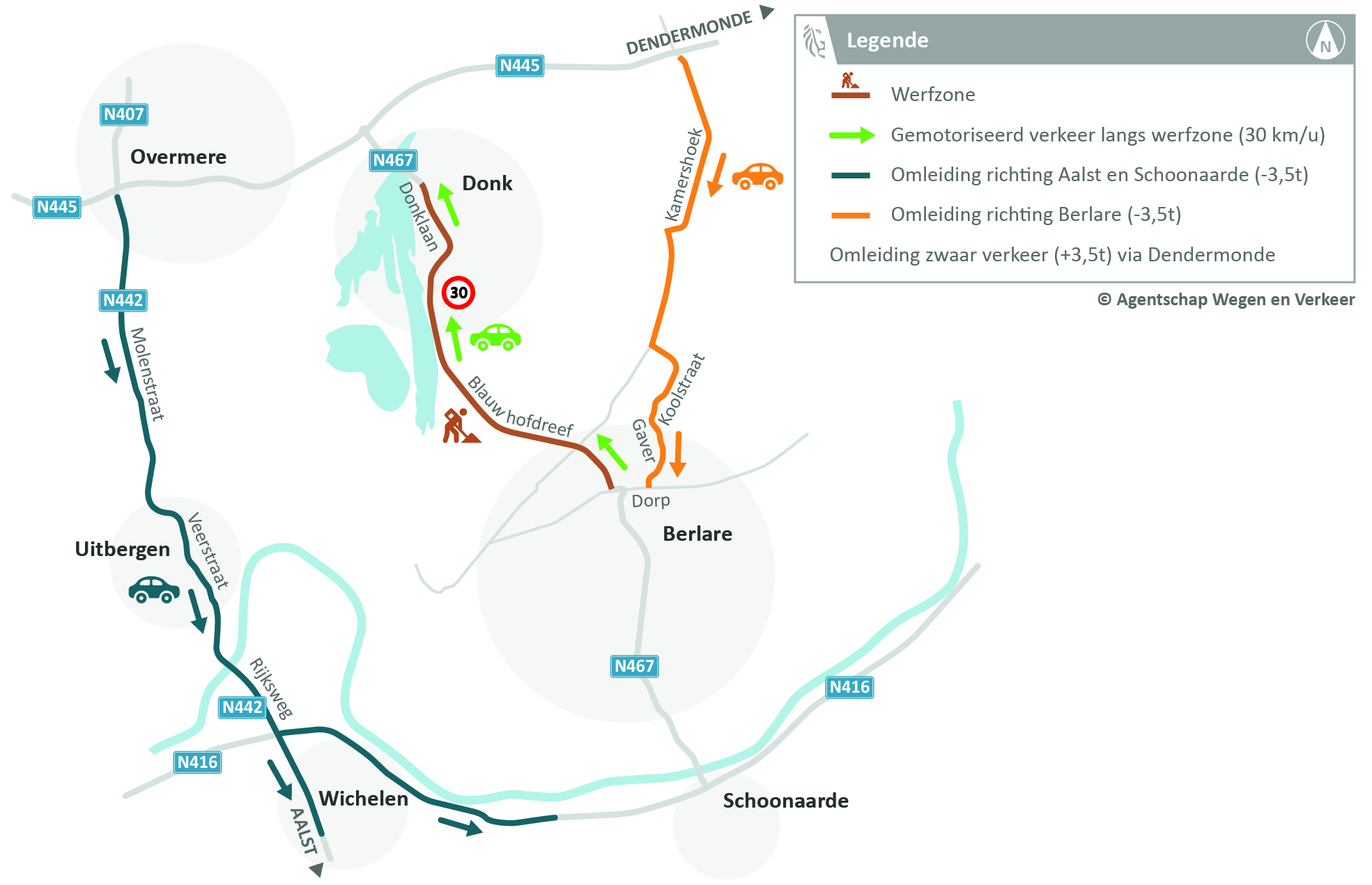 N467 Berlare Omleidingen Gemotoriseerd Verkeer