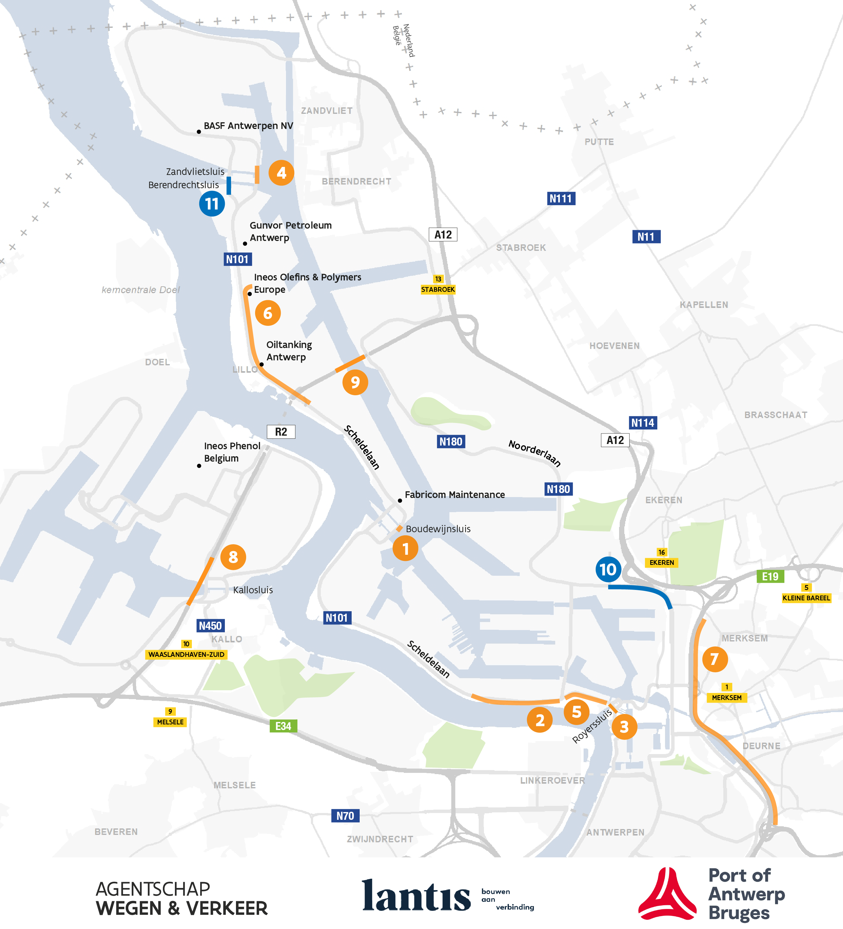 Overzicht wegenwerken havengebied - update maart 2025 Overzicht wegenwerken havengebied - update maart 2025