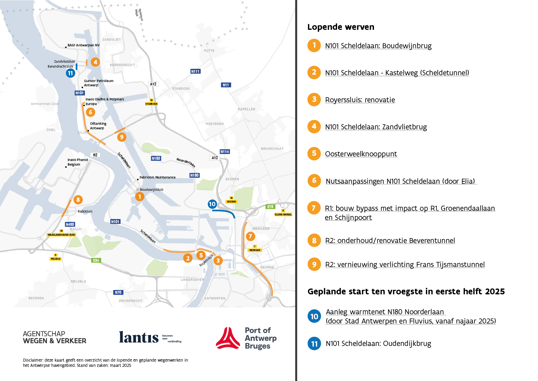 Overzicht wegenwerken havengebied - update maart 2025 Overzicht wegenwerken havengebied - update maart 2025
