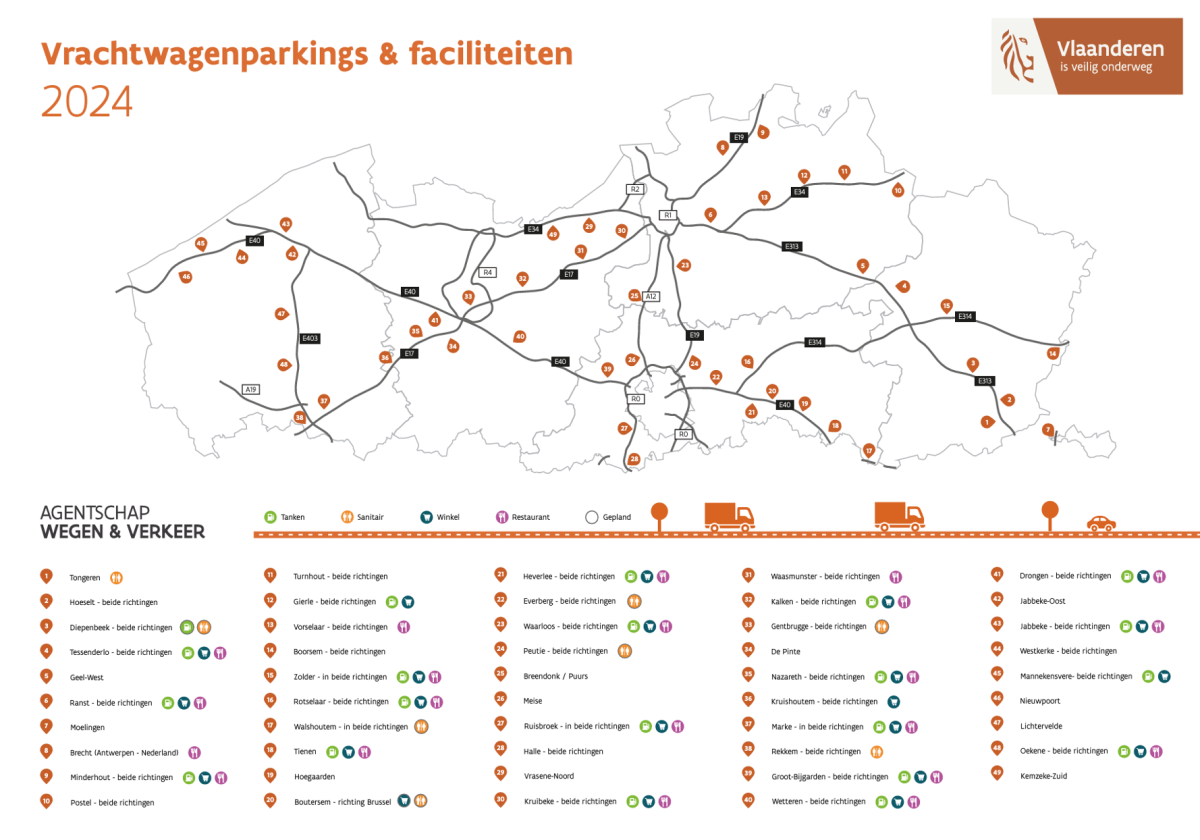 Vrachtwagenparkings & faciliteiten 2024 Vrachtwagenparkings & faciliteiten 2024