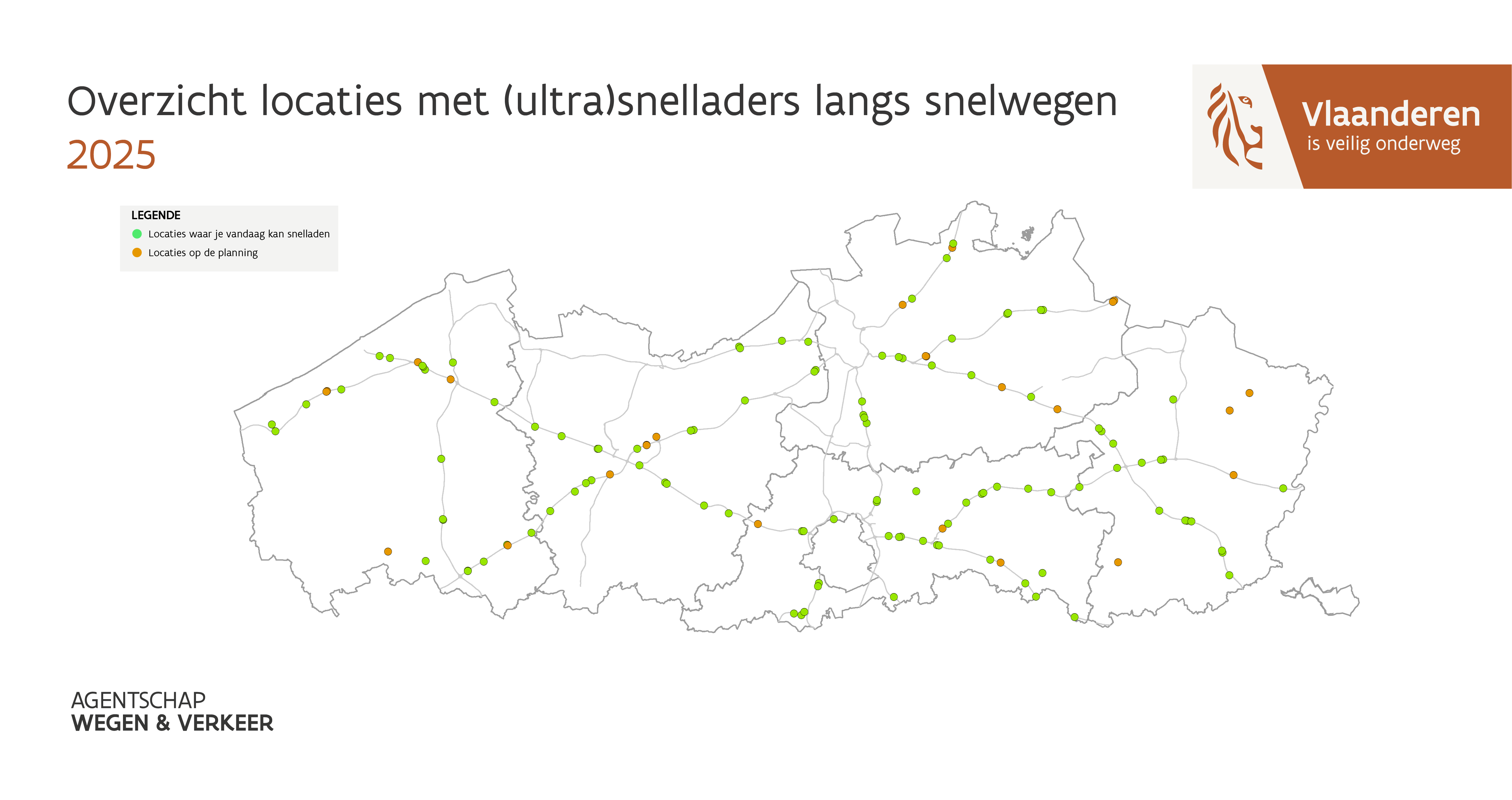 Overzicht locaties met snelladers langs A-wegen Overzicht locaties met snelladers langs A-wegen