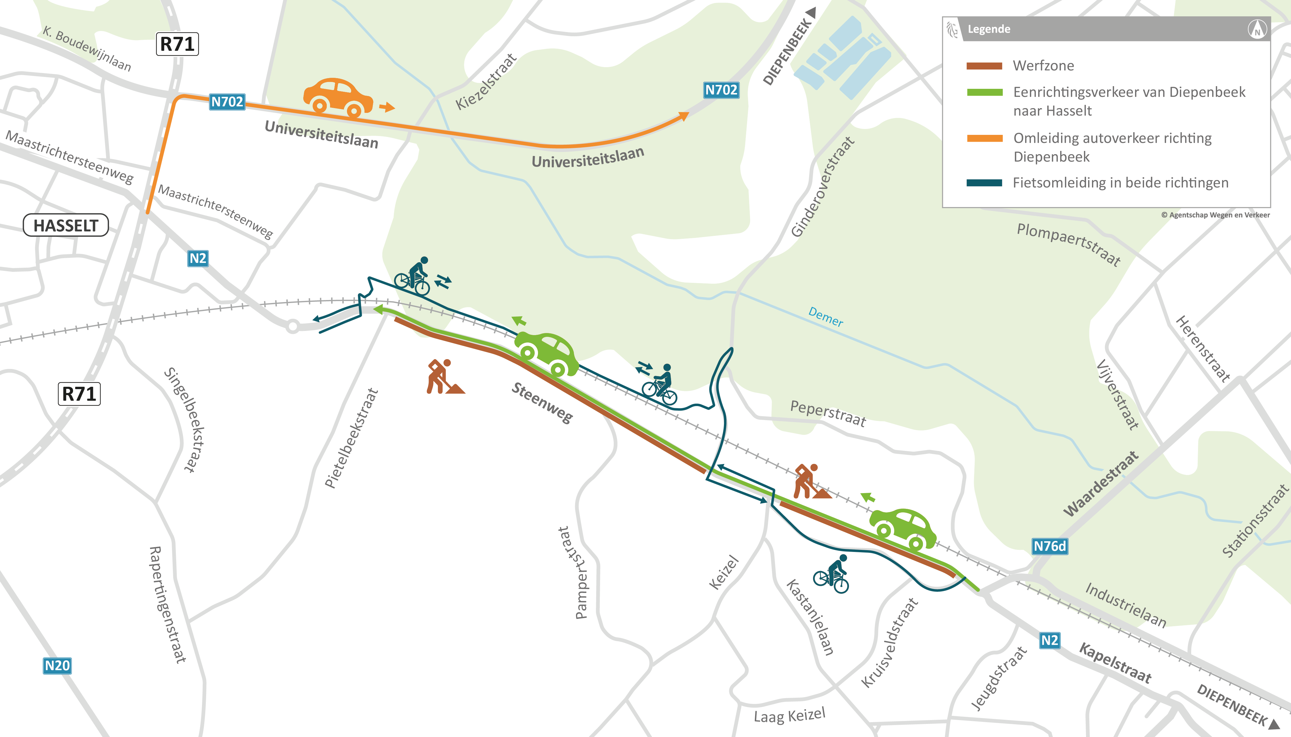 N2 Diepenbeek omleidingsplan N2 Diepenbeek omleidingsplan