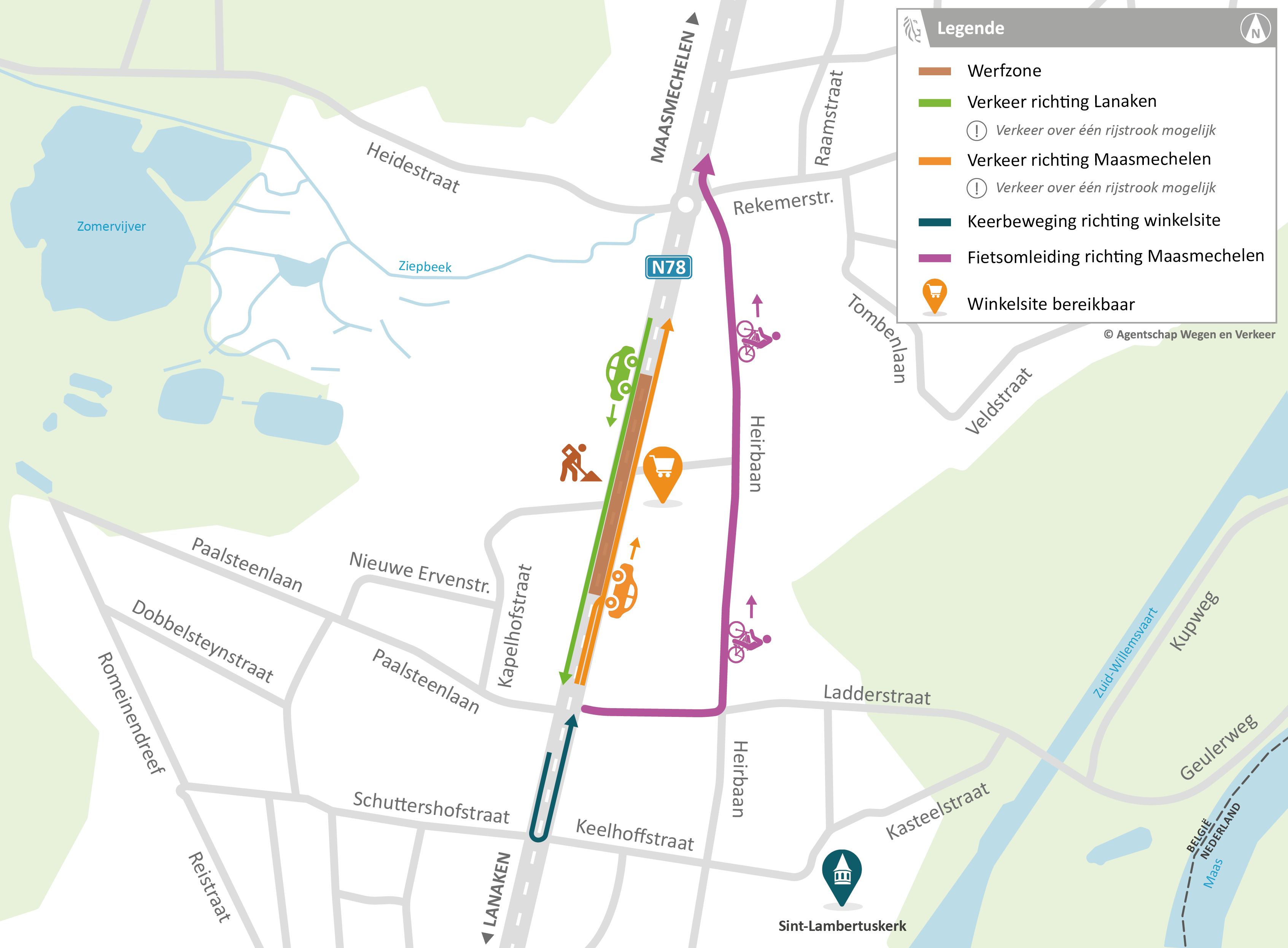 N78 Lanaken Steenweg - omleidingsplan