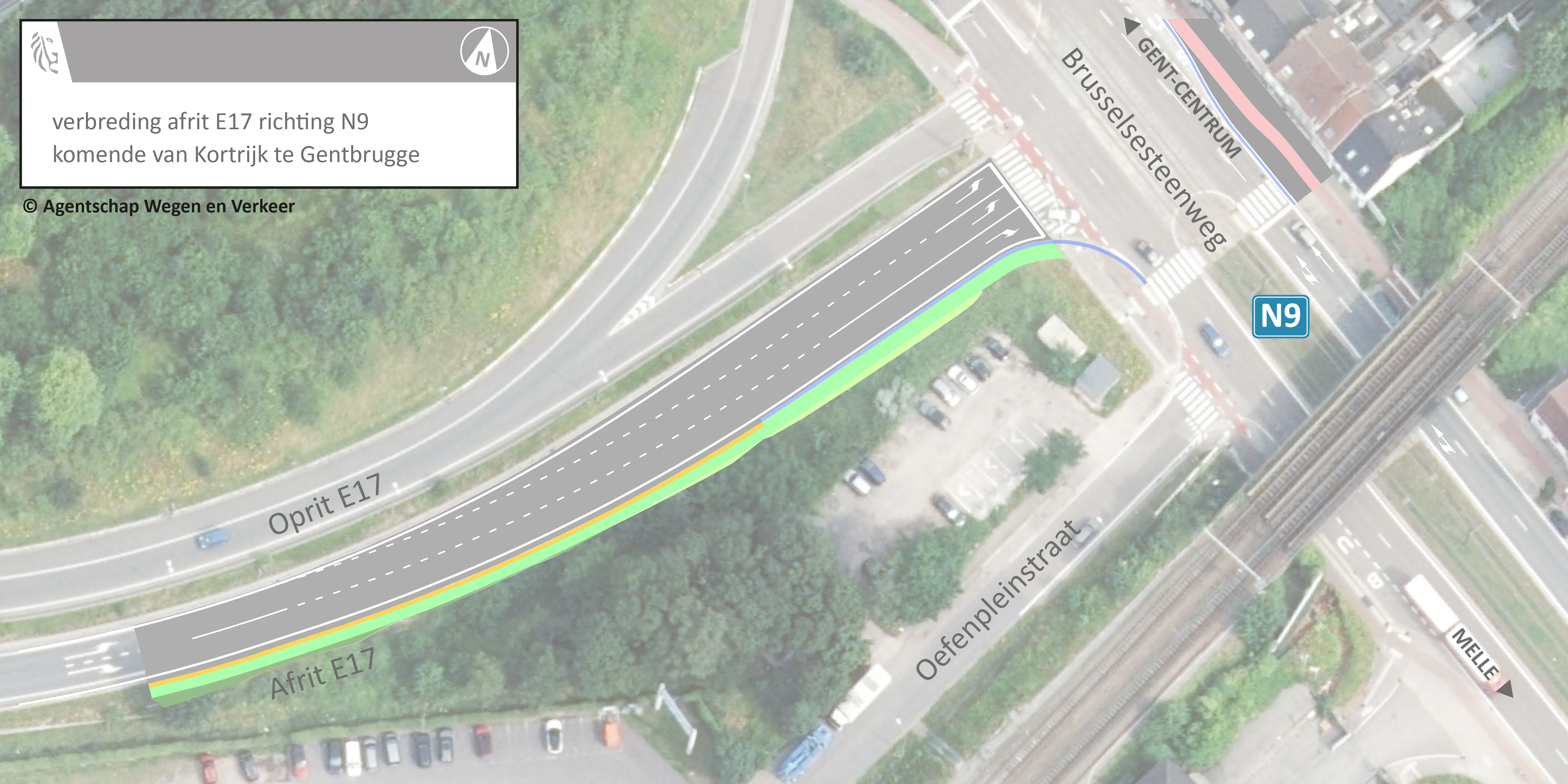 Aanpassing kruispunt Brusselsesteenweg (N9) / Afrit E17 Gentbrugge