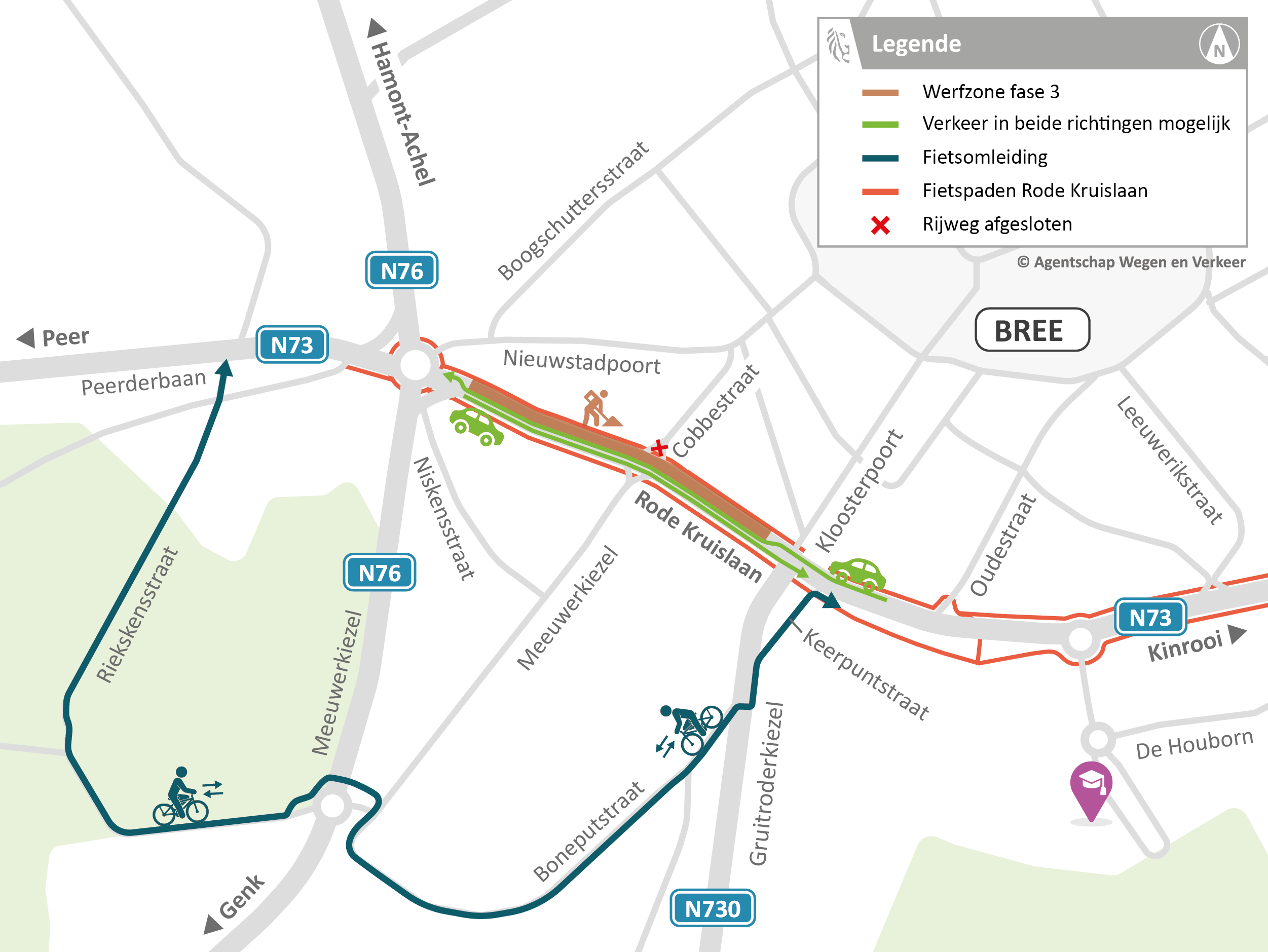 N73 Rode Kruislaan omleidingen fase 3