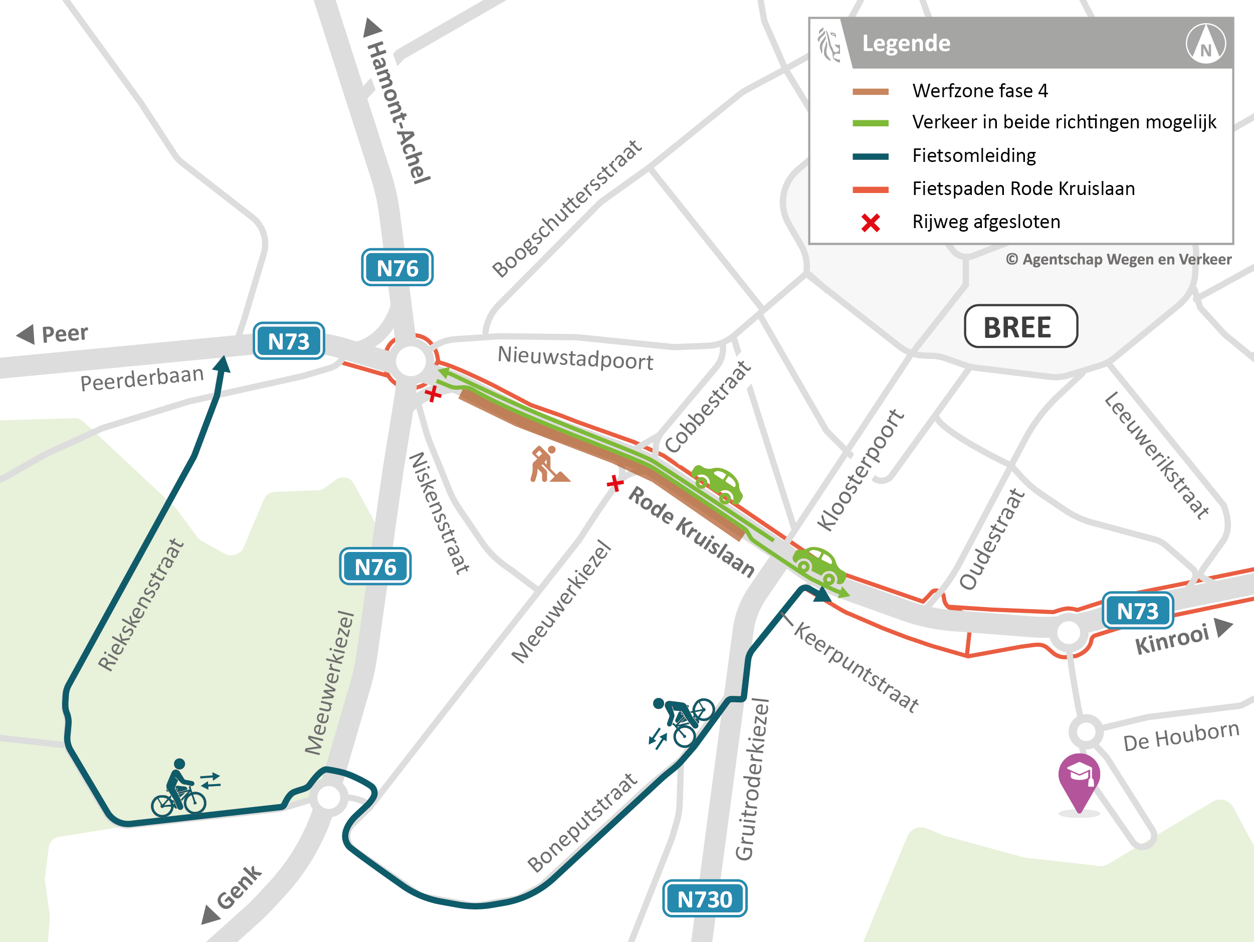 N73 Rode Kruislaan omleidingen Fase 4