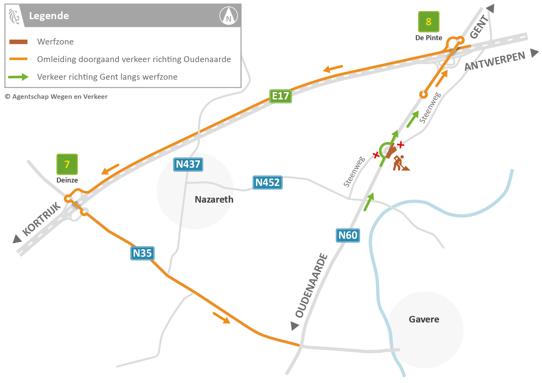 Omleidingen gemotoriseerd verkeer werken rotonde Bonaparte