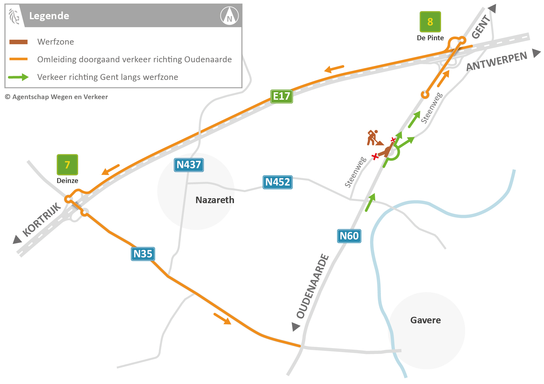 Omleidingen gemotoriseerd verkeer werken rotonde Bonaparte