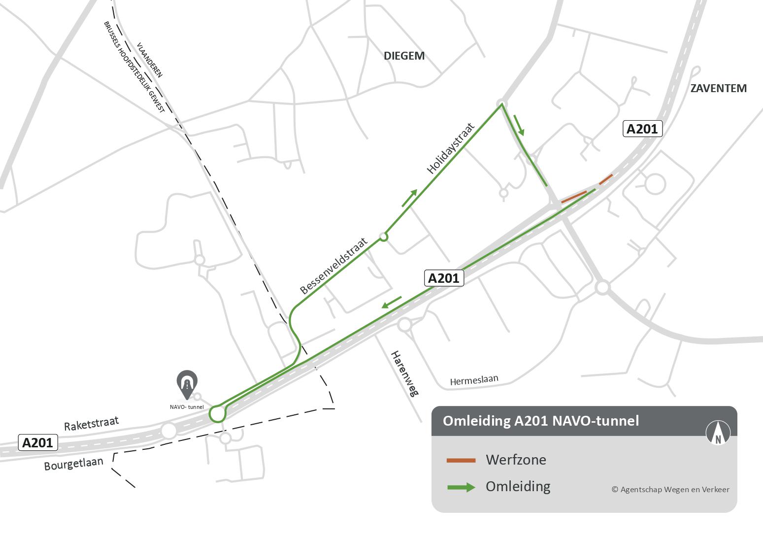 Het autoverkeer moet een omleiding volgen via de NAVO-tunnel als de herstellingswerken aan de vangrails worden uitgevoerd.