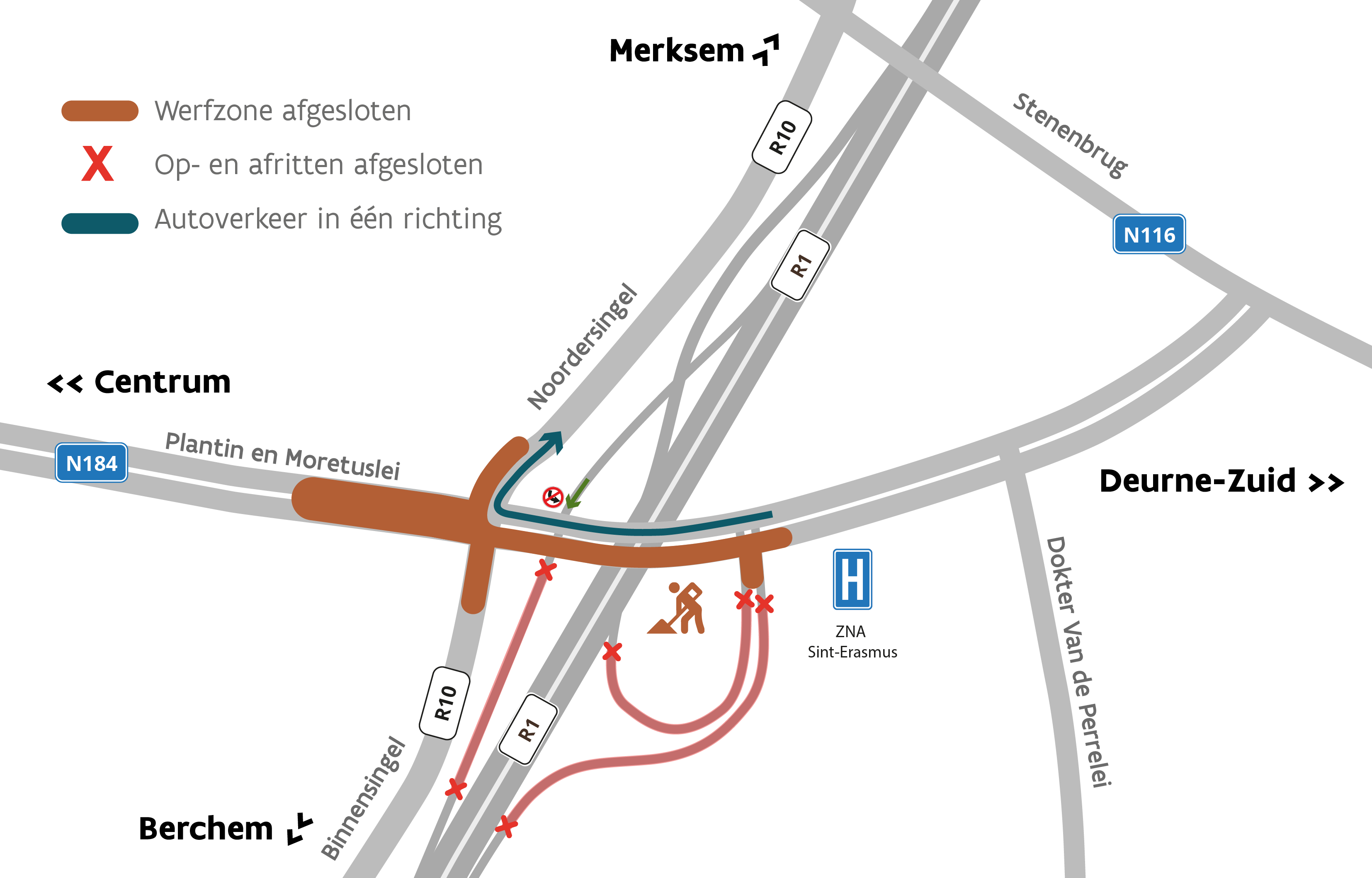 Verkeerssituatie Singelkruispunt en complex Borgerhout van vrijdagavond 21 tot dinsdagochtend 25 augustus.