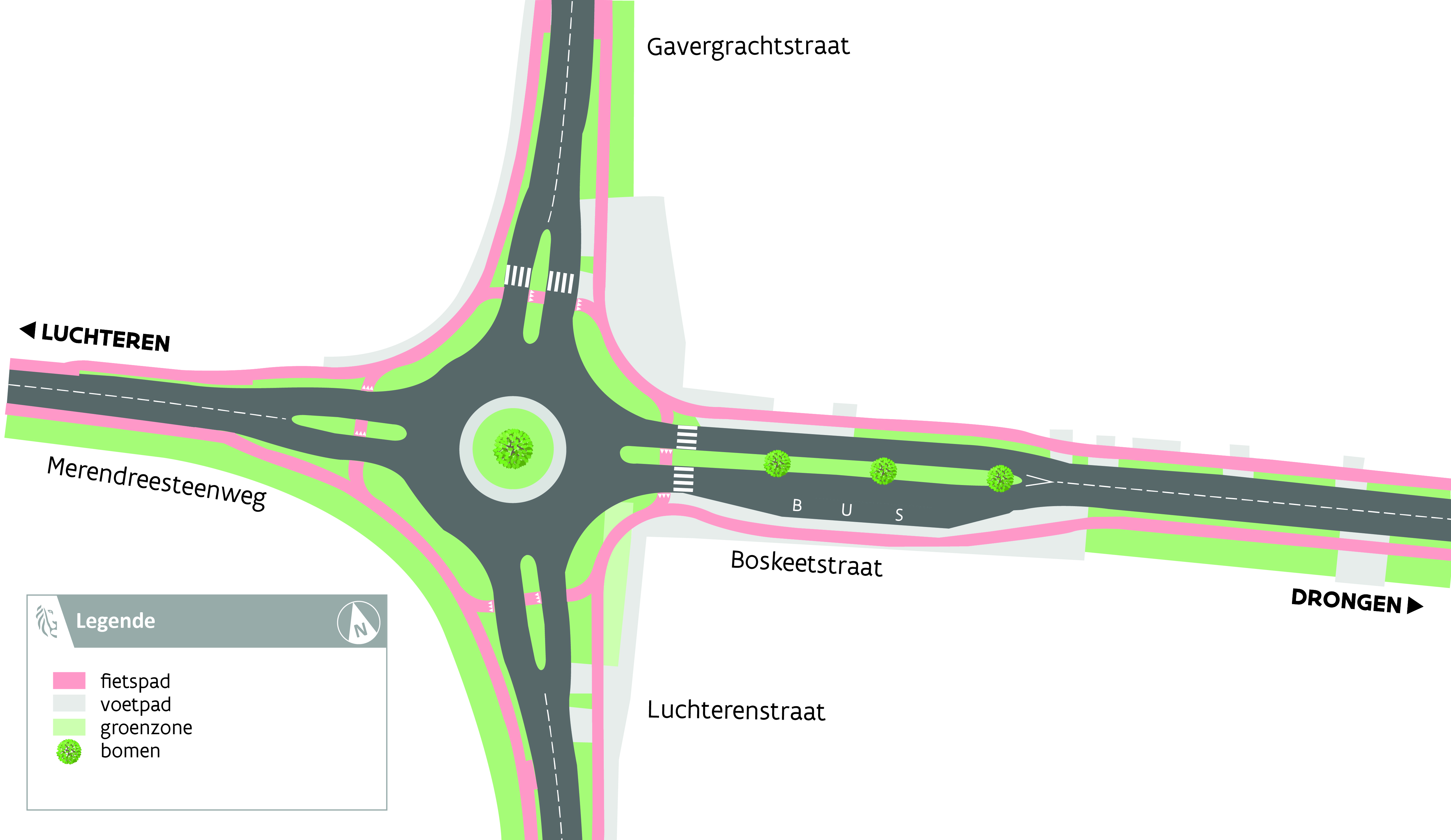 Vereenvoudigd ontwerp van nieuwe rotonde aan Boskeetstraat