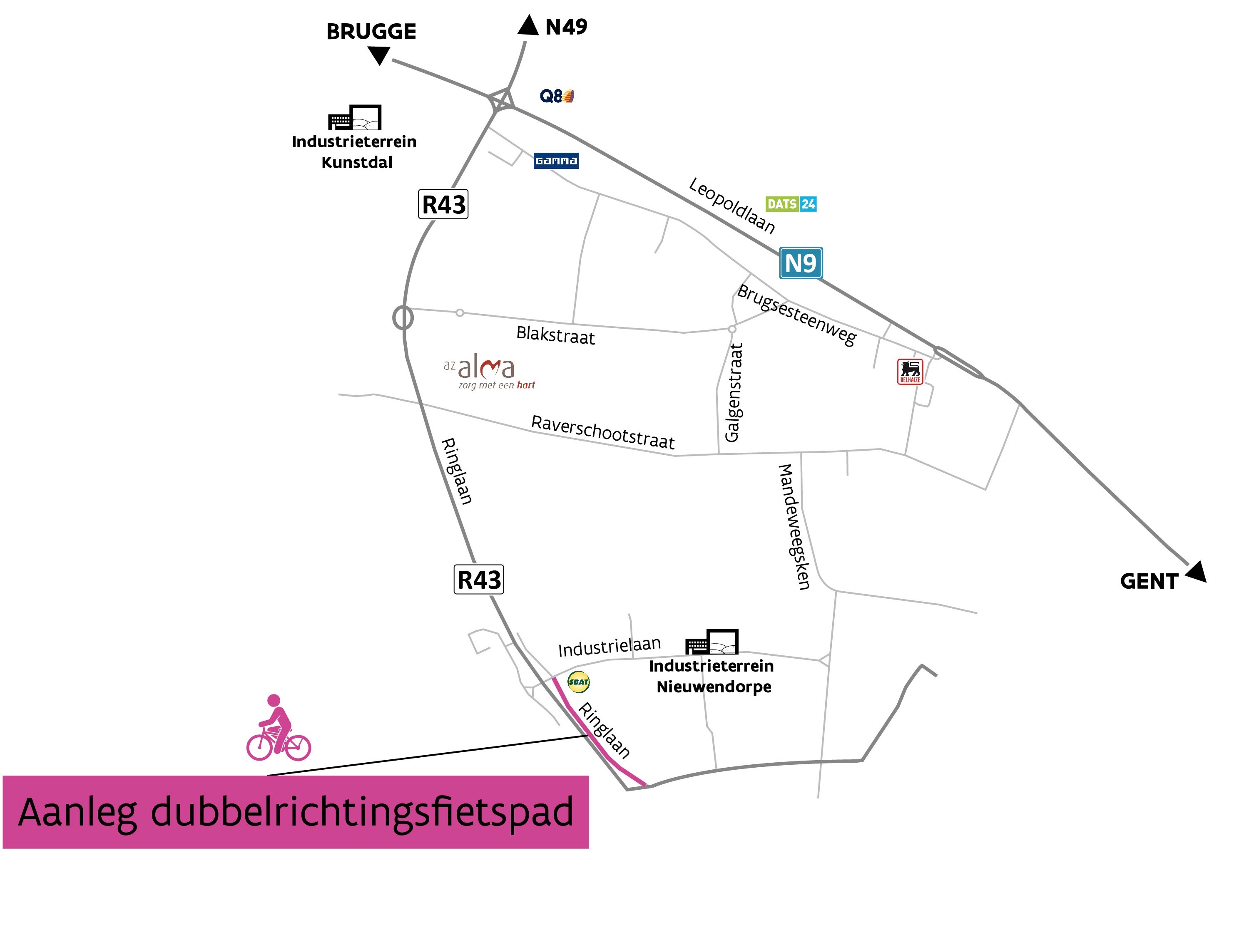 Dubbelrichtingsfietspad - Industrielaan Dubbelrichtingsfietspad - Industrielaan