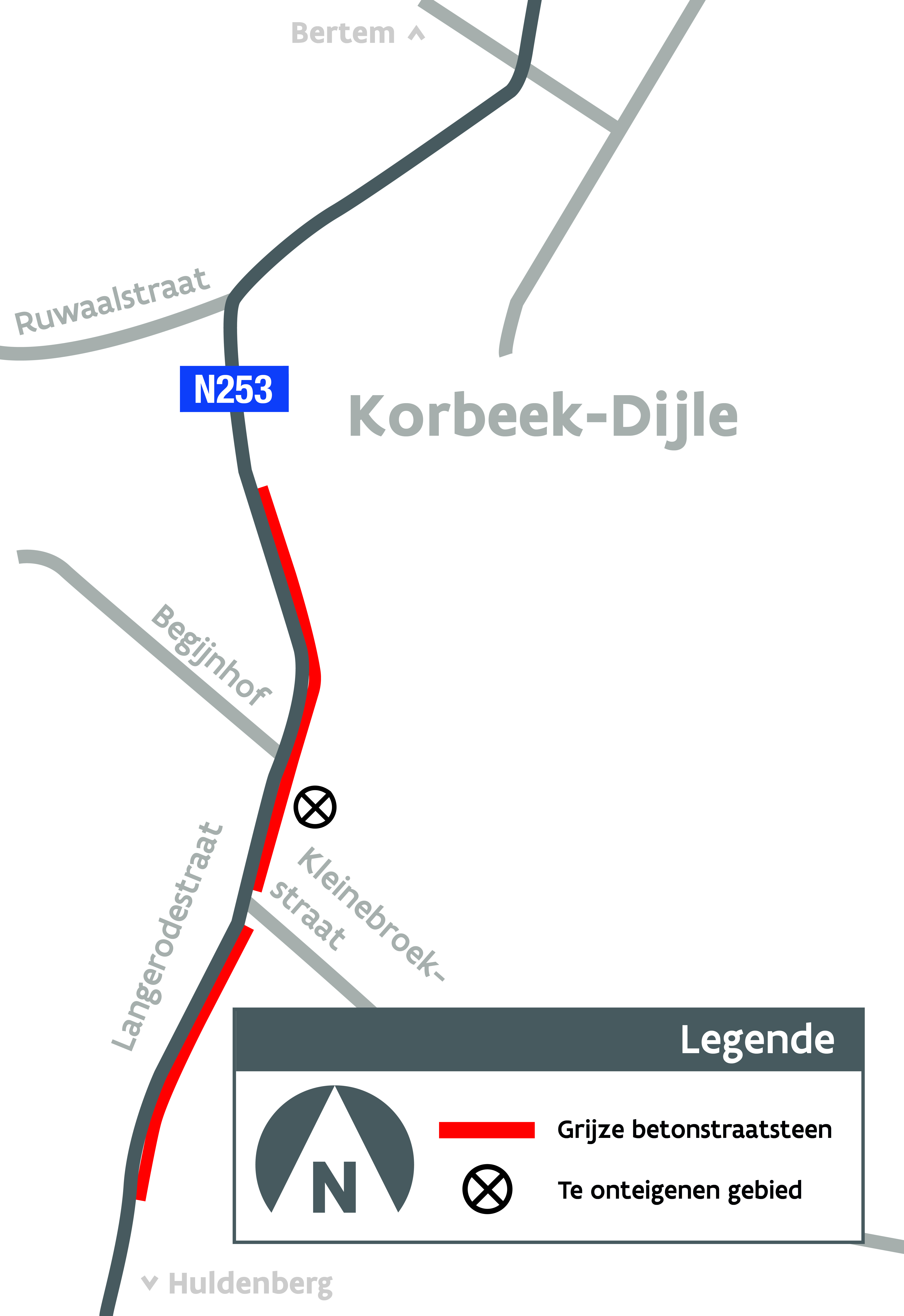 Kaart met aanduiding nieuwe voetpaden en de noodzakelijke onteigeningen in Bertem (deel 1) Kaart met aanduiding nieuwe voetpaden en de noodzakelijke onteigeningen in Bertem