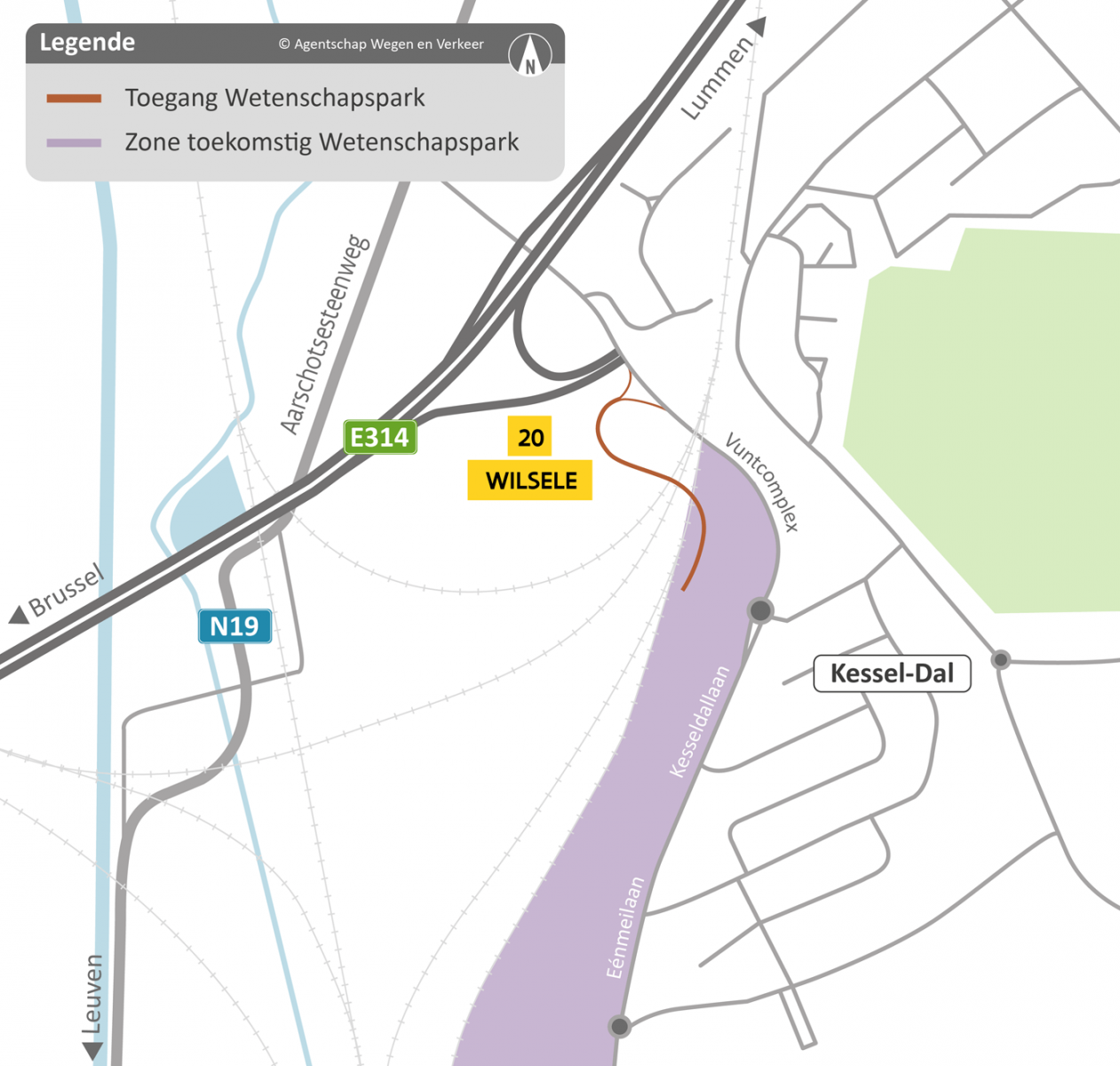 Toegang Wetenschapspark Leuven Noord situering Toegang Wetenschapspark Leuven Noord situering