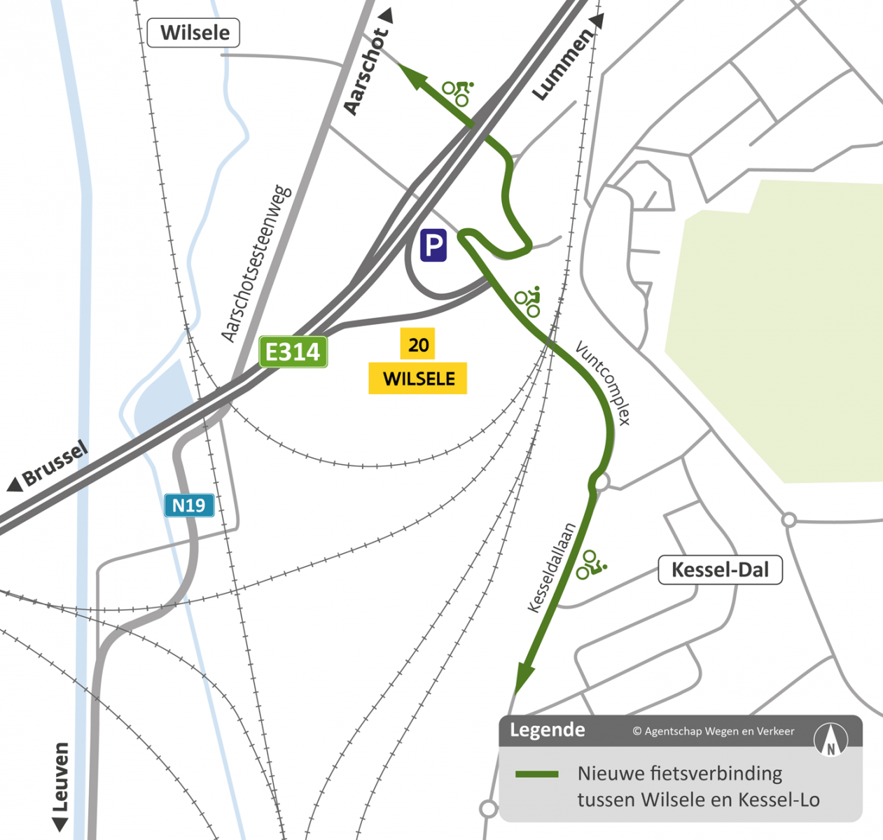 Toekomstige fietsverbinding - Fiets- en autotunnel Kessel-Losesteenweg Leuven Noord