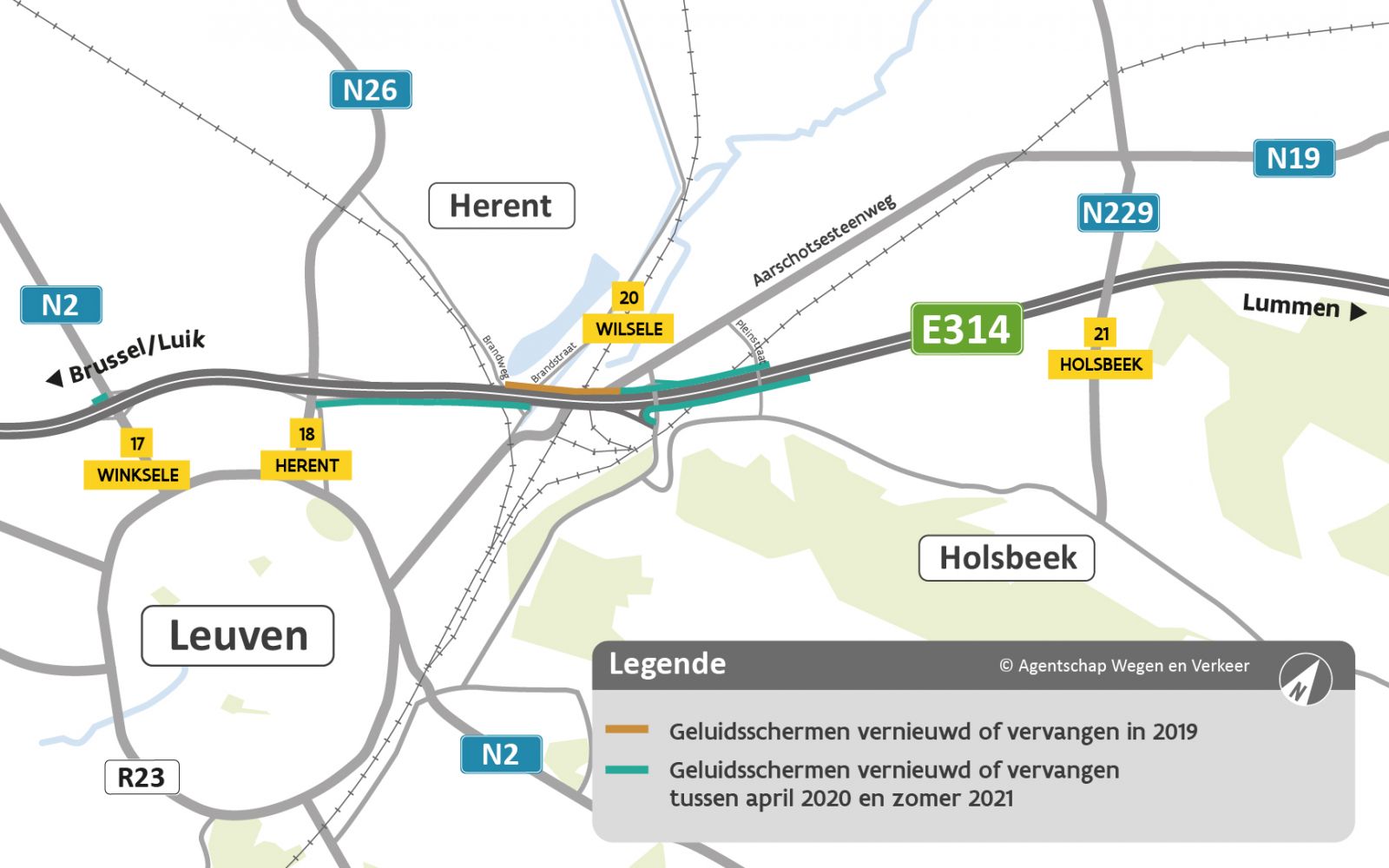 Situeringskaart Geluidsschermen Leuven Noord Situeringskaart Geluidsschermen Leuven Noord