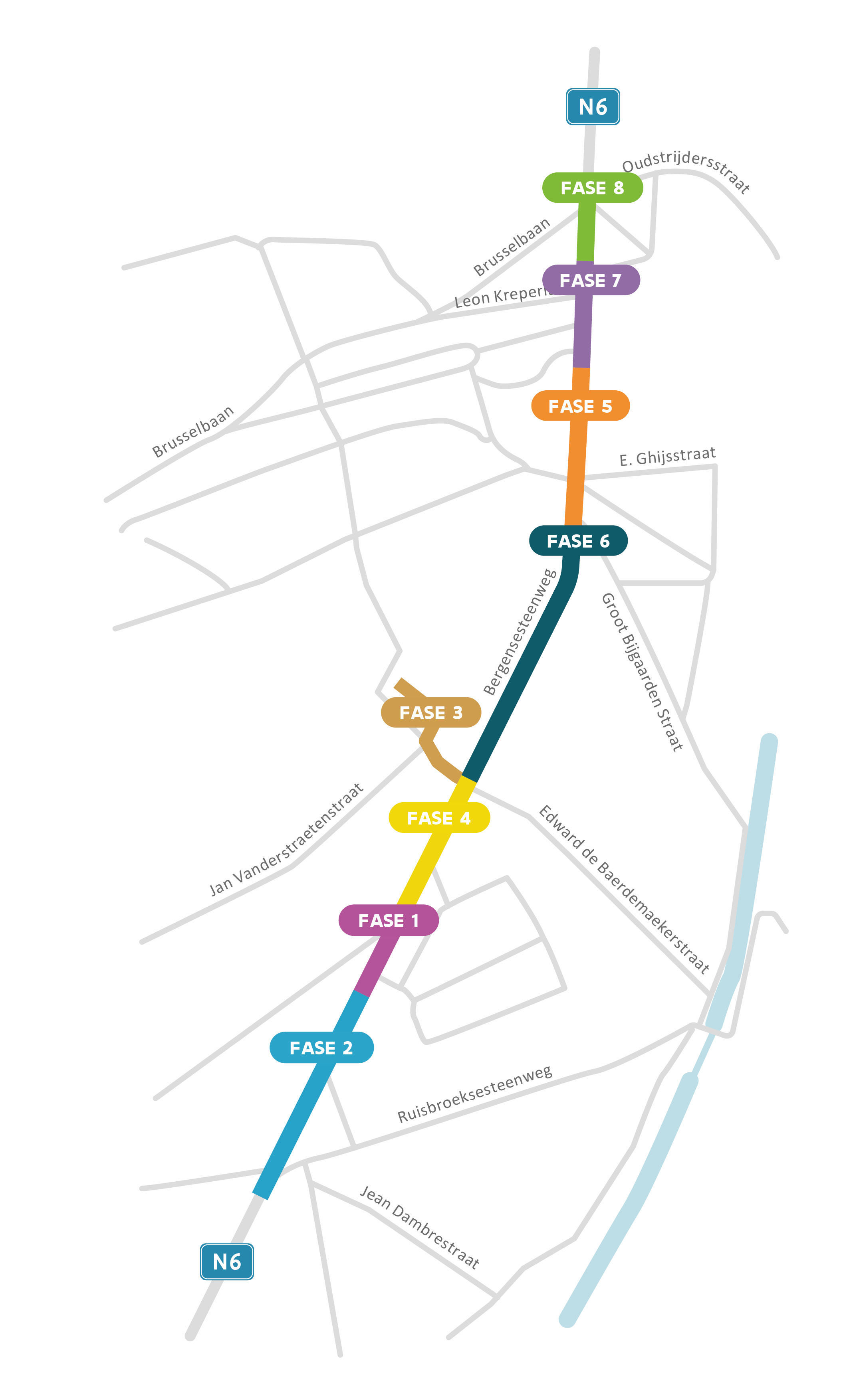 De herinrichting van de Bergensesteenweg in acht fases