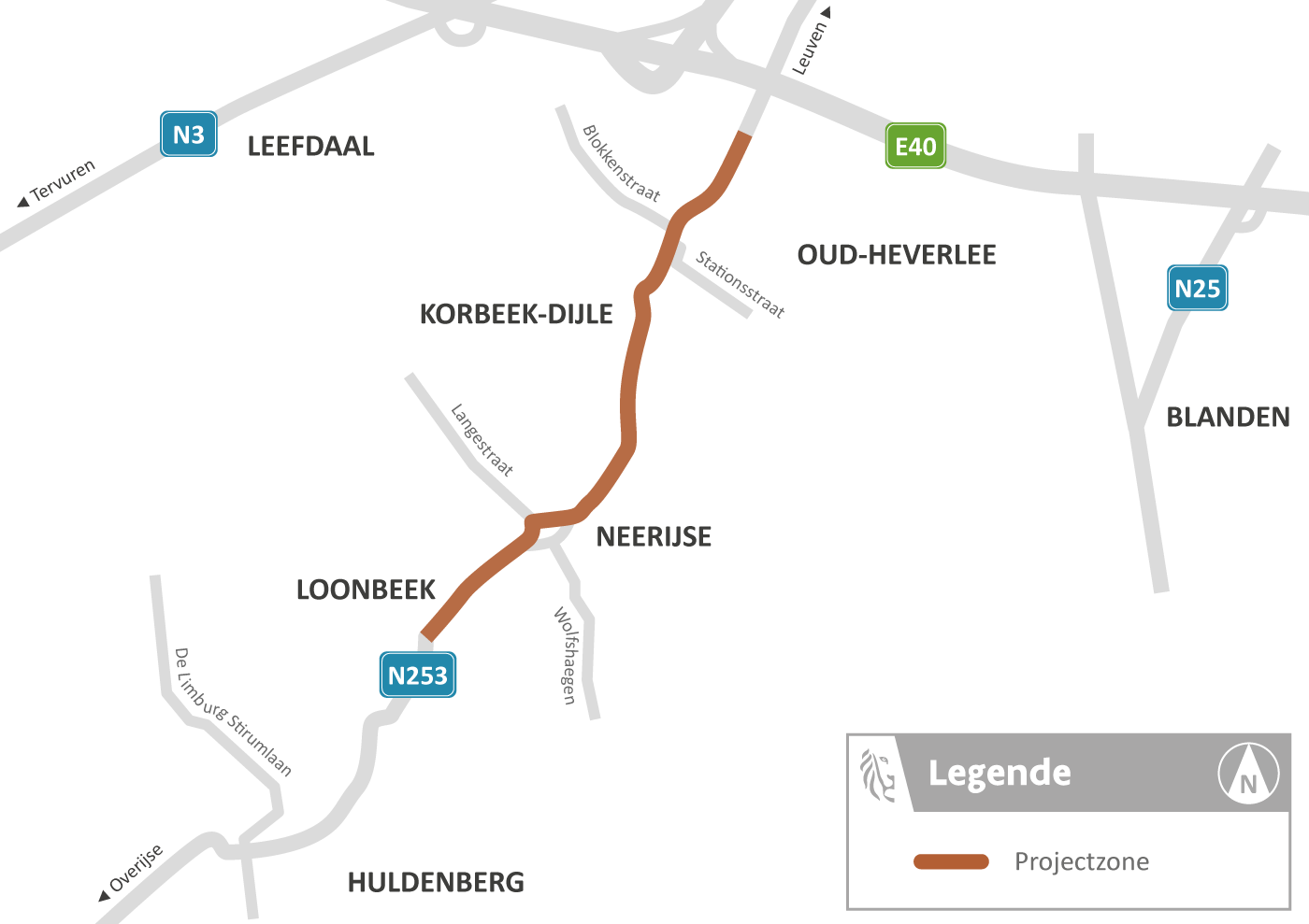 Situering voetpaden Bertem Huldenberg
