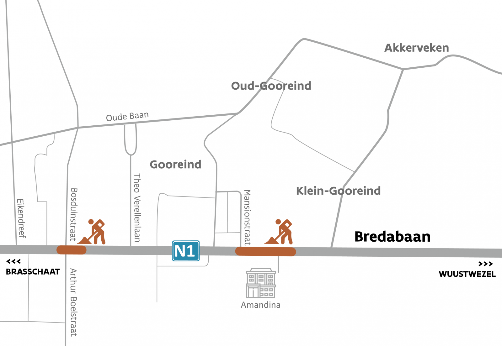N1 Bredabaan situering werfzones N1 Bredabaan situering werfzones