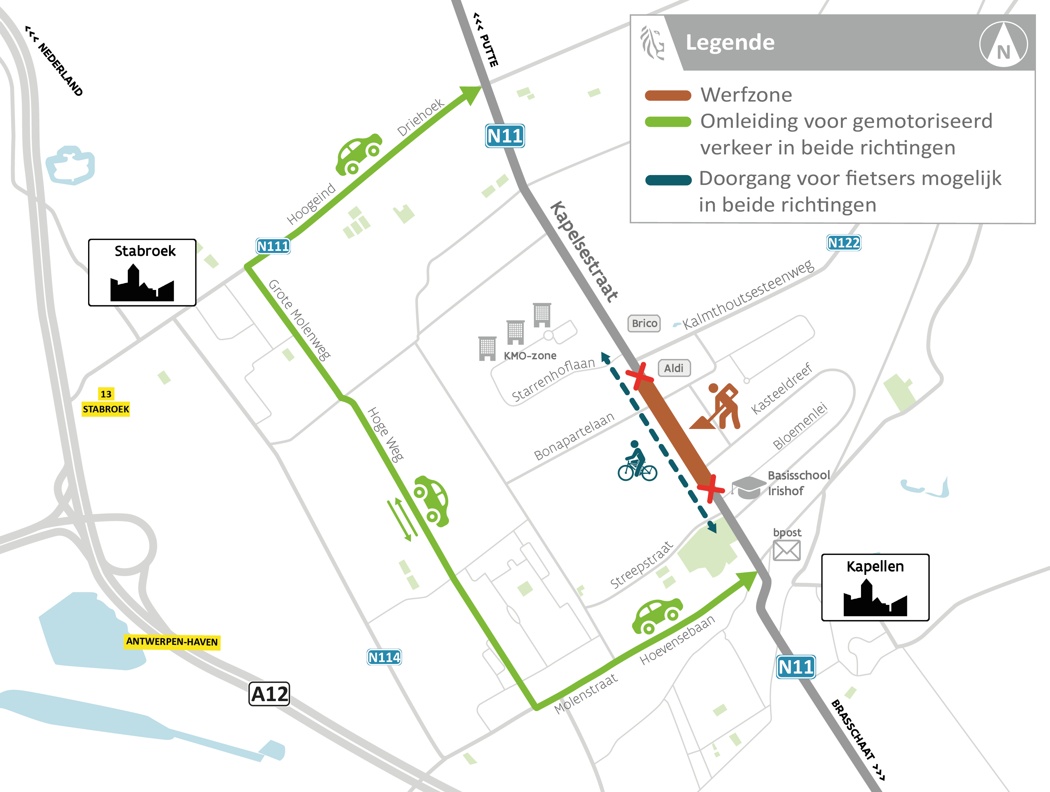 Omleidingsplan vernieuwing Kapelsestraat 