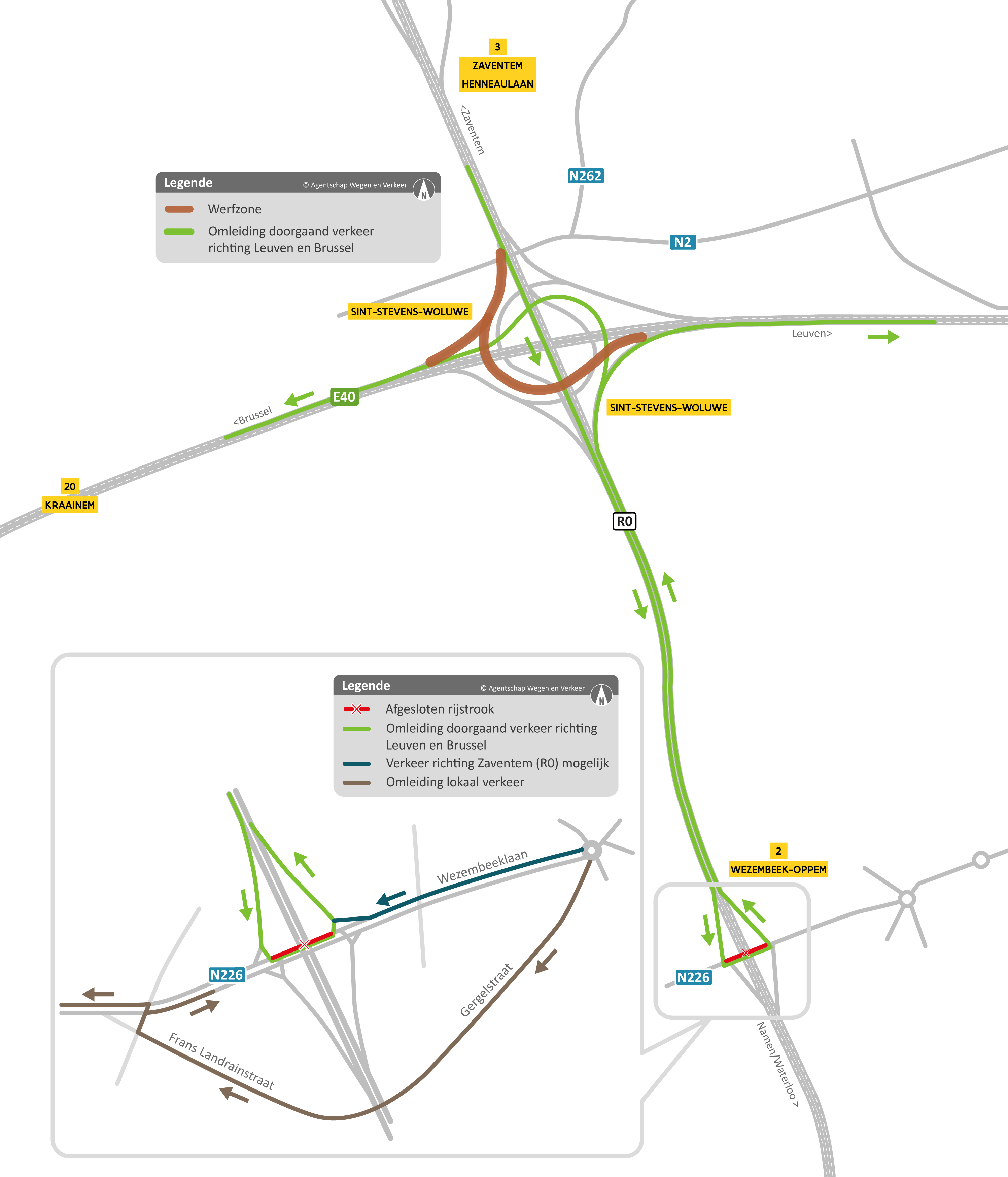 Omleidingskaart R0xE40 fase 3 Wezembeek-Oppem