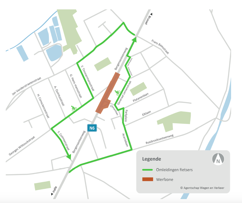 Omleidingskaart fietsers fase 1 N6