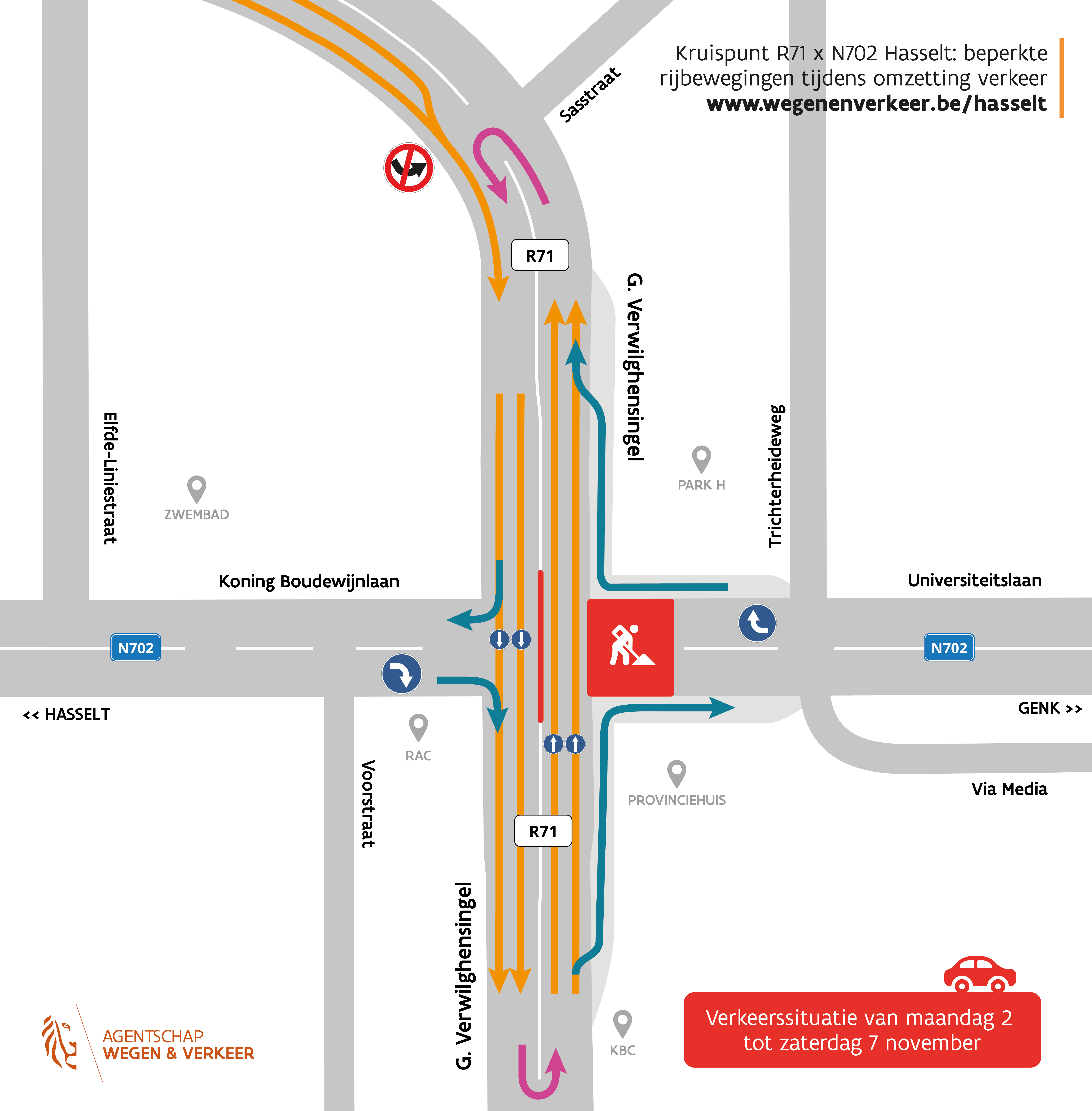 R71xN702: verkeer tijdens wisselweek