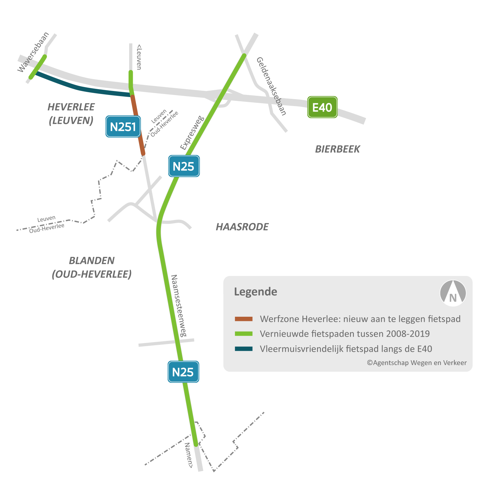 Werfzone aanpak fietspad en rijweg Naamsesteenweg langs Heverleebos, Leuven Werfzone aanpak fietspad en rijweg Naamsesteenweg langs Heverleebos, Leuven