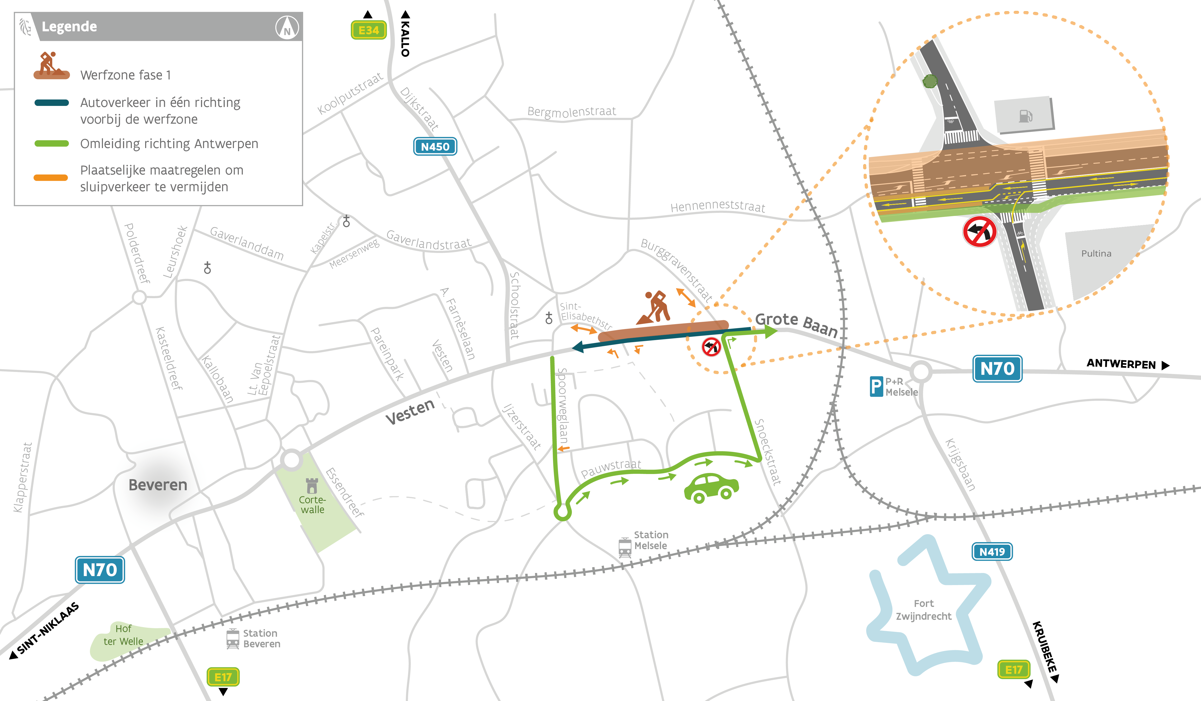 N70 Beveren_verkeerssituatie fase 1