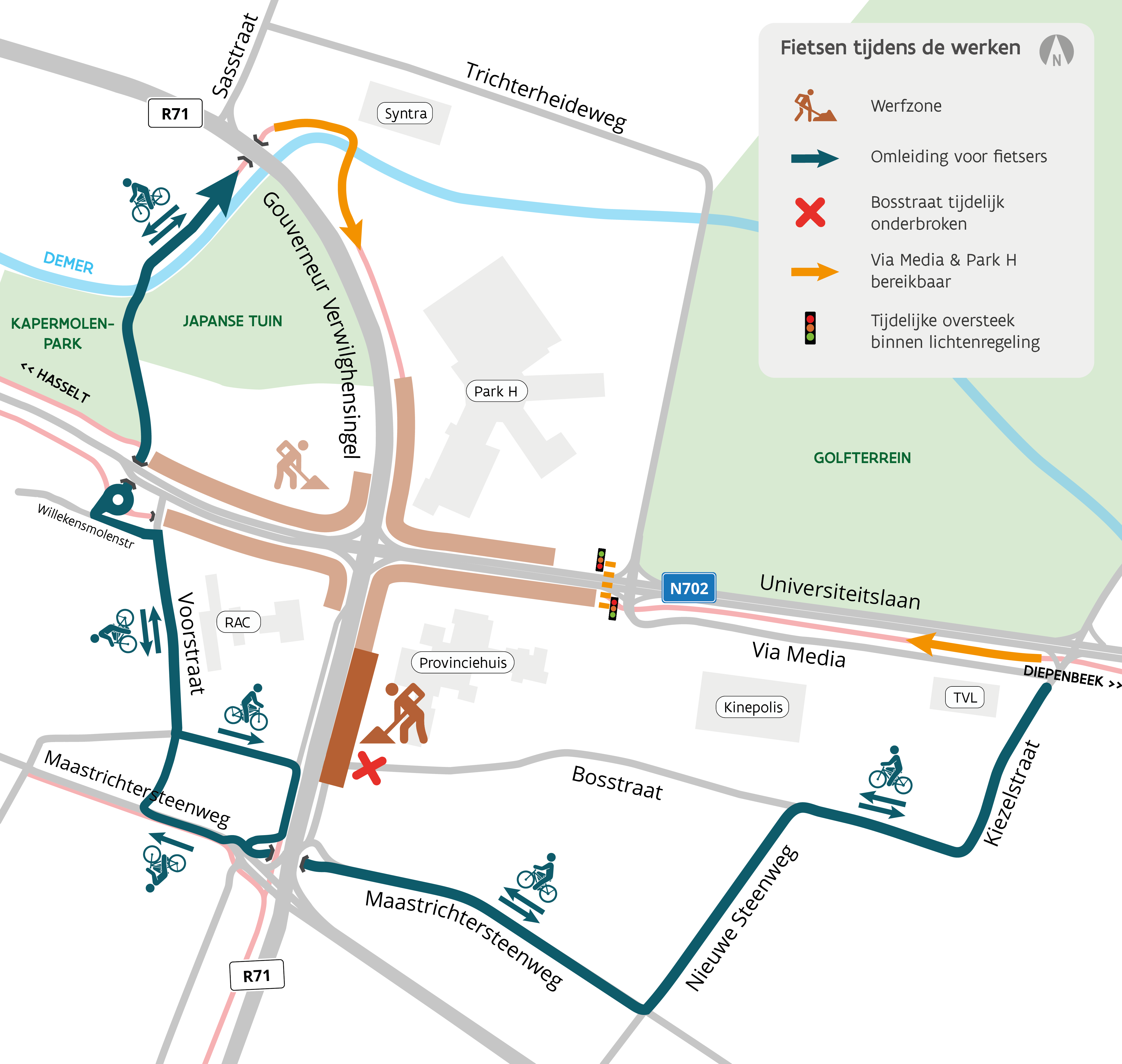R71 Provinciehuis Bosstraat onderbroken