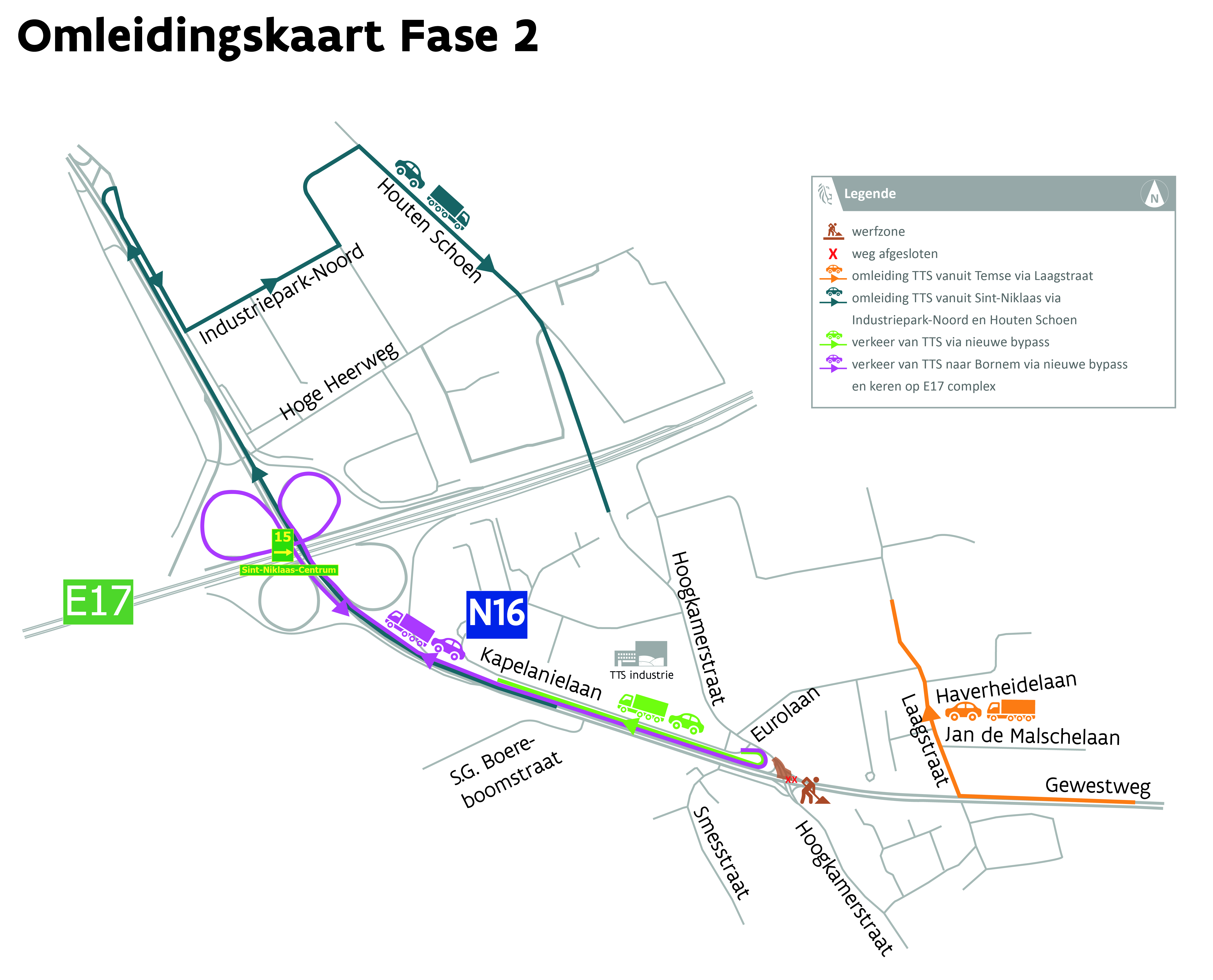 N16 Hoogkamerstraat - omleiding wegen- en rioleringswerken fase 2