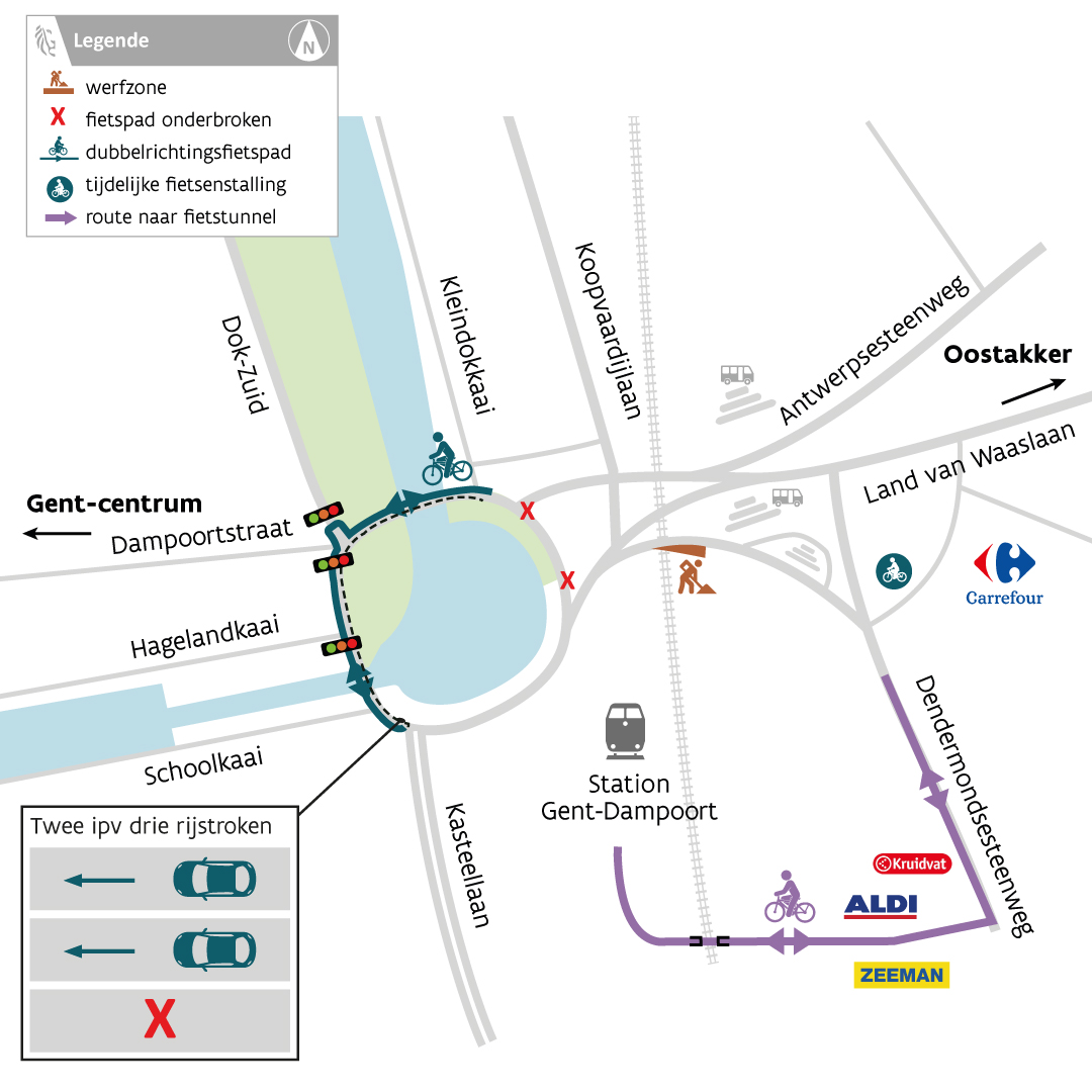 Omleidingsplan Dampoort Fase 2A