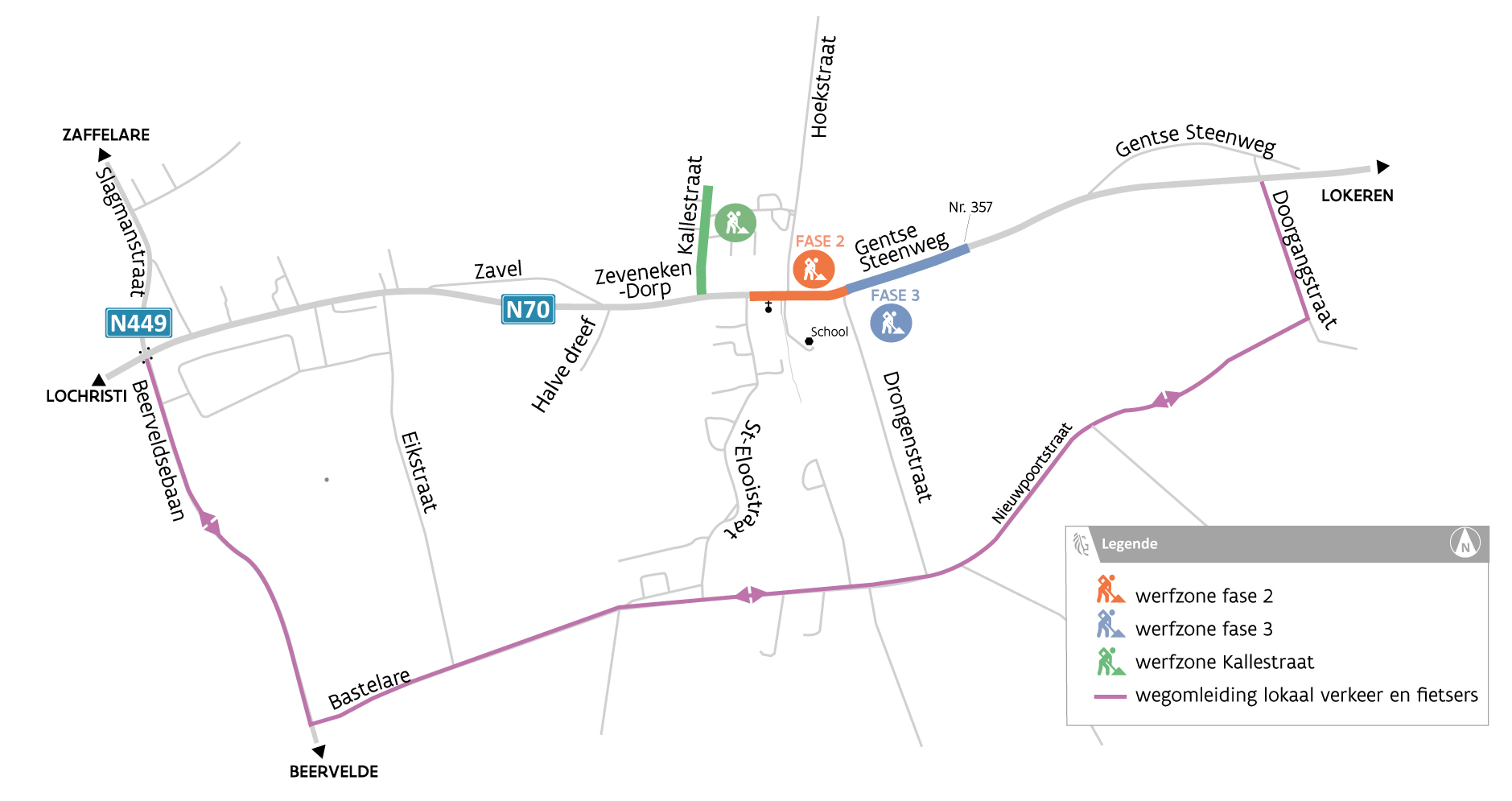 Omleidingskaart - Fase 2, 3 en Kallestraat - N70 Zeveneken Omleidingskaart - Fase 2, 3 en Kallestraat - N70 Zeveneken