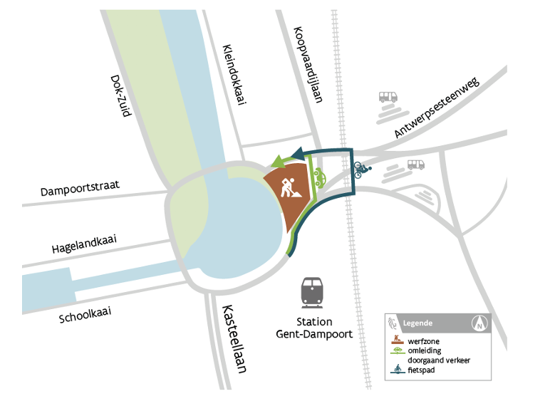 Faseringskaart Dampoort omleiding