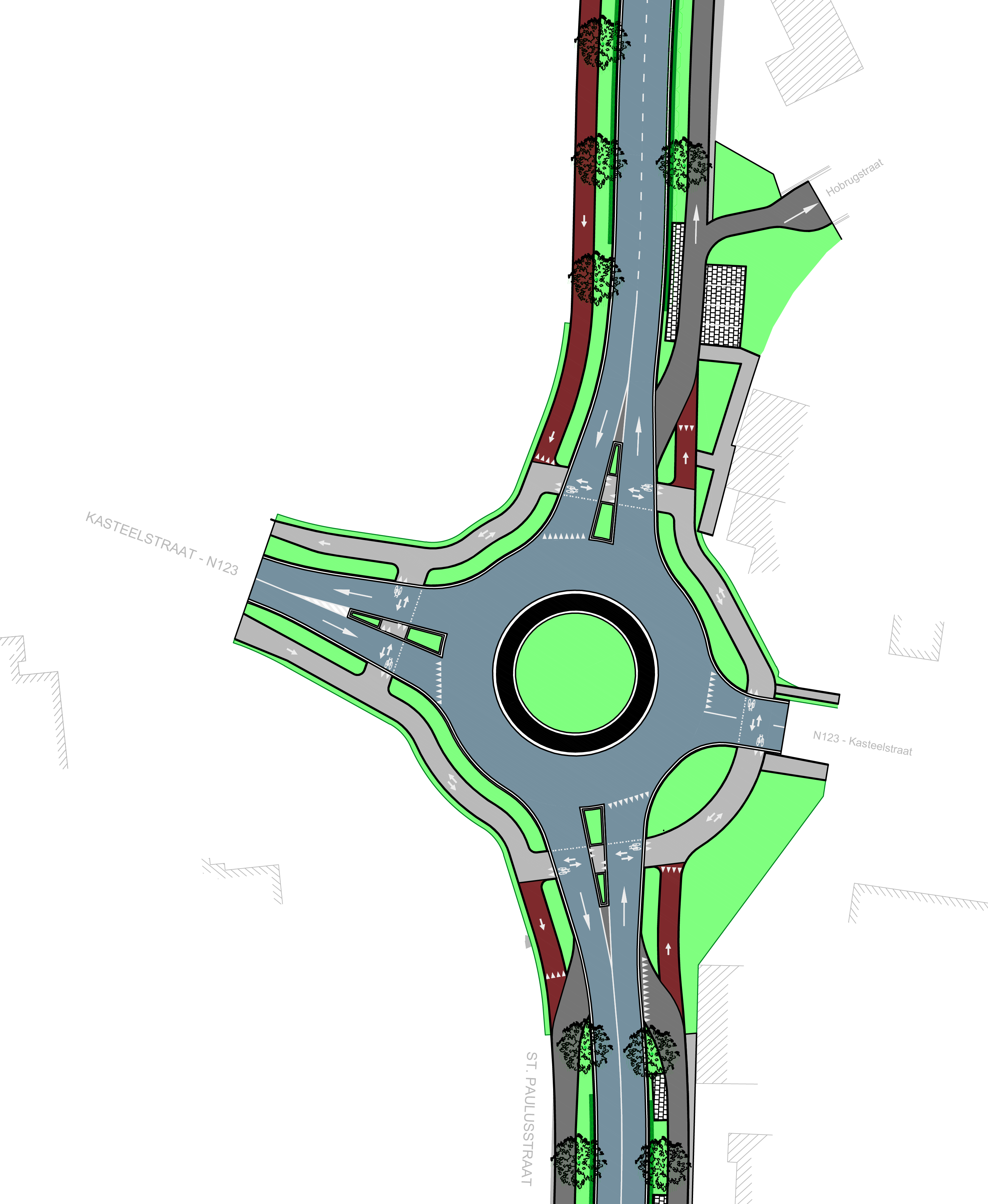 R18 ring Retie ontwerpplan kruispunt Kasteelstraat