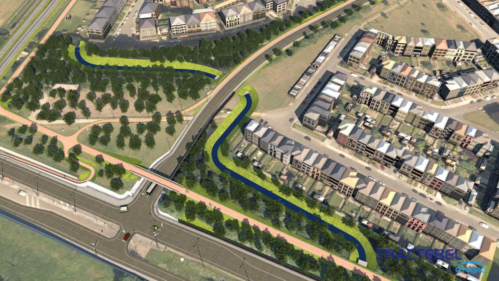 Overzicht van de nieuwe aansluiting Kloosterstraat met op- en afrit A12 (simulatie).