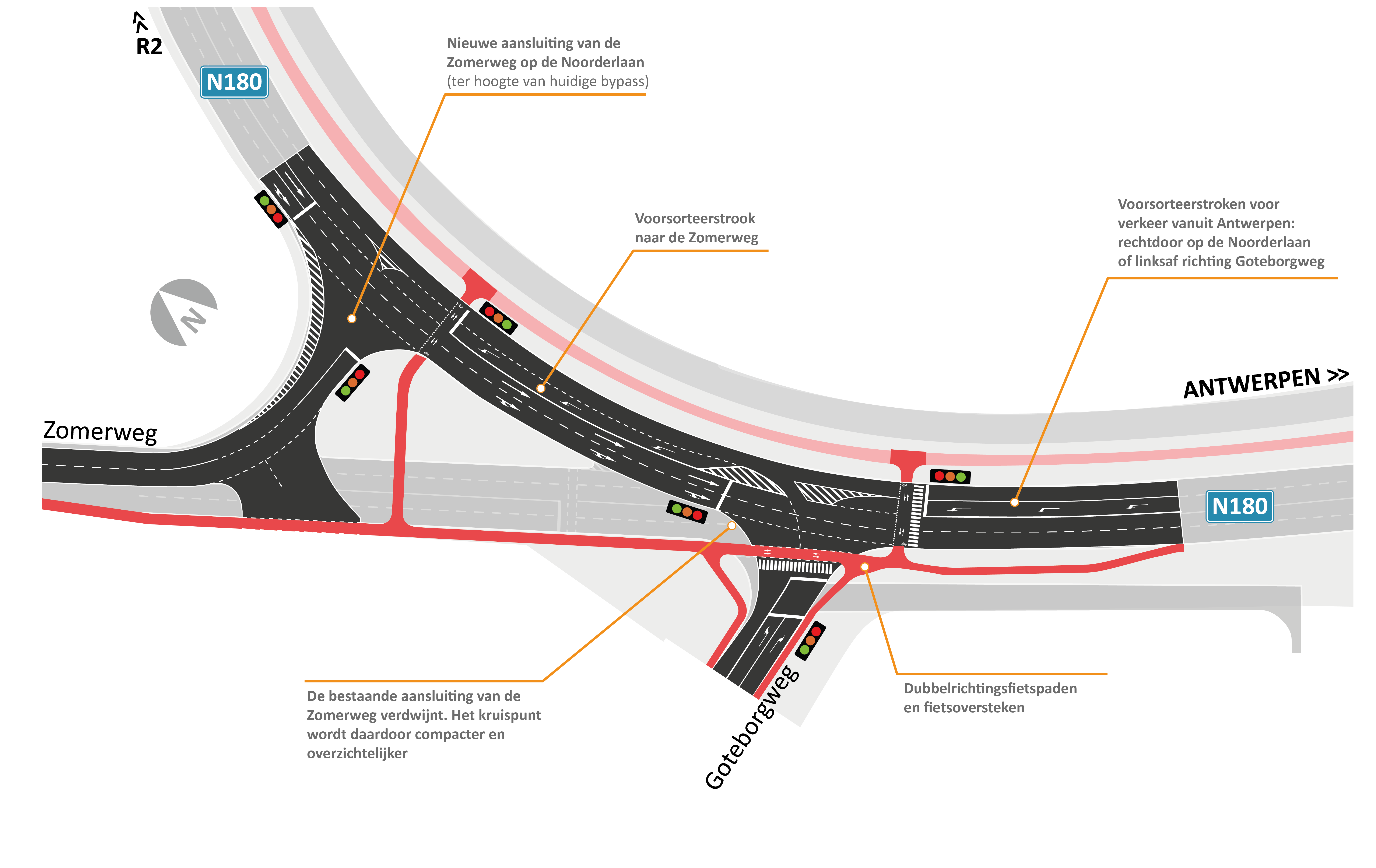N180 Noorderlaan kruispunt Zomerwerg ontwerpplan N180 Noorderlaan kruispunt Zomerwerg ontwerpplan