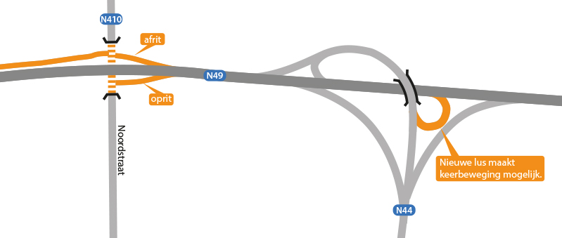 schematische voorstelling van N49 in Maldegem