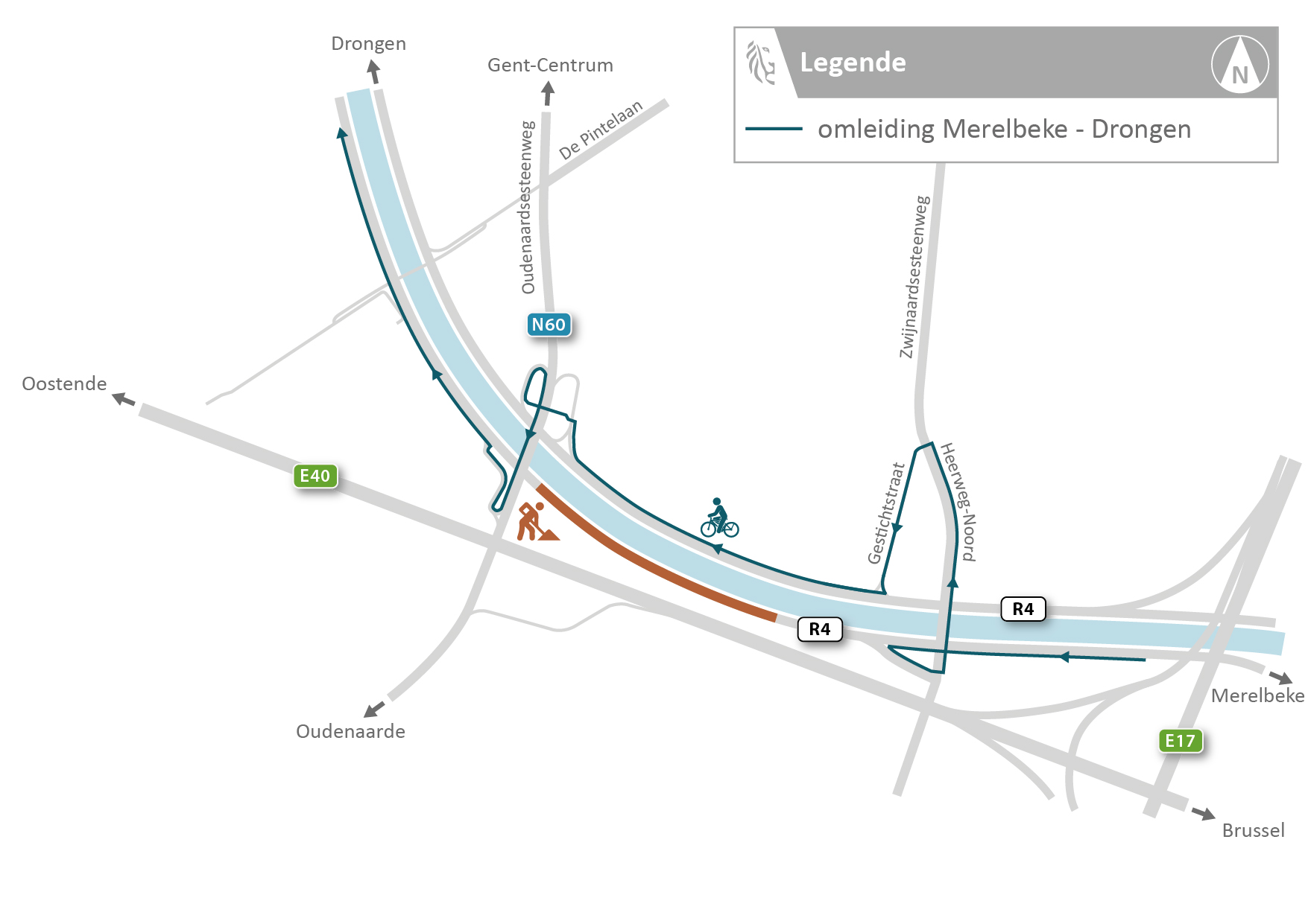 Omleidingsplan fietsers Merelbeke - Drongen Omleidingsplan 1c