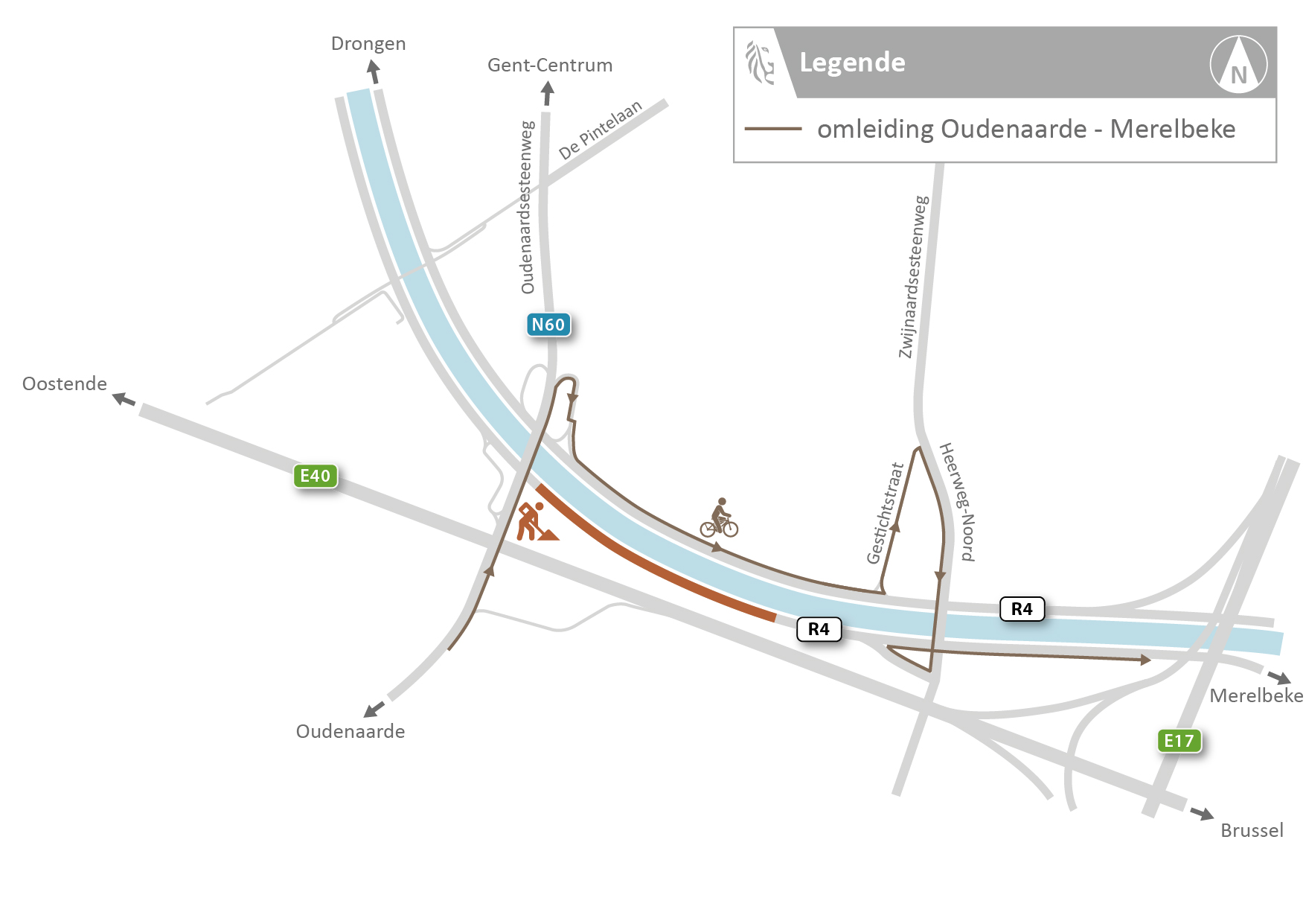 Omleiding fietsers Oudenaarde -Merelbeke omleidingsplan 1d
