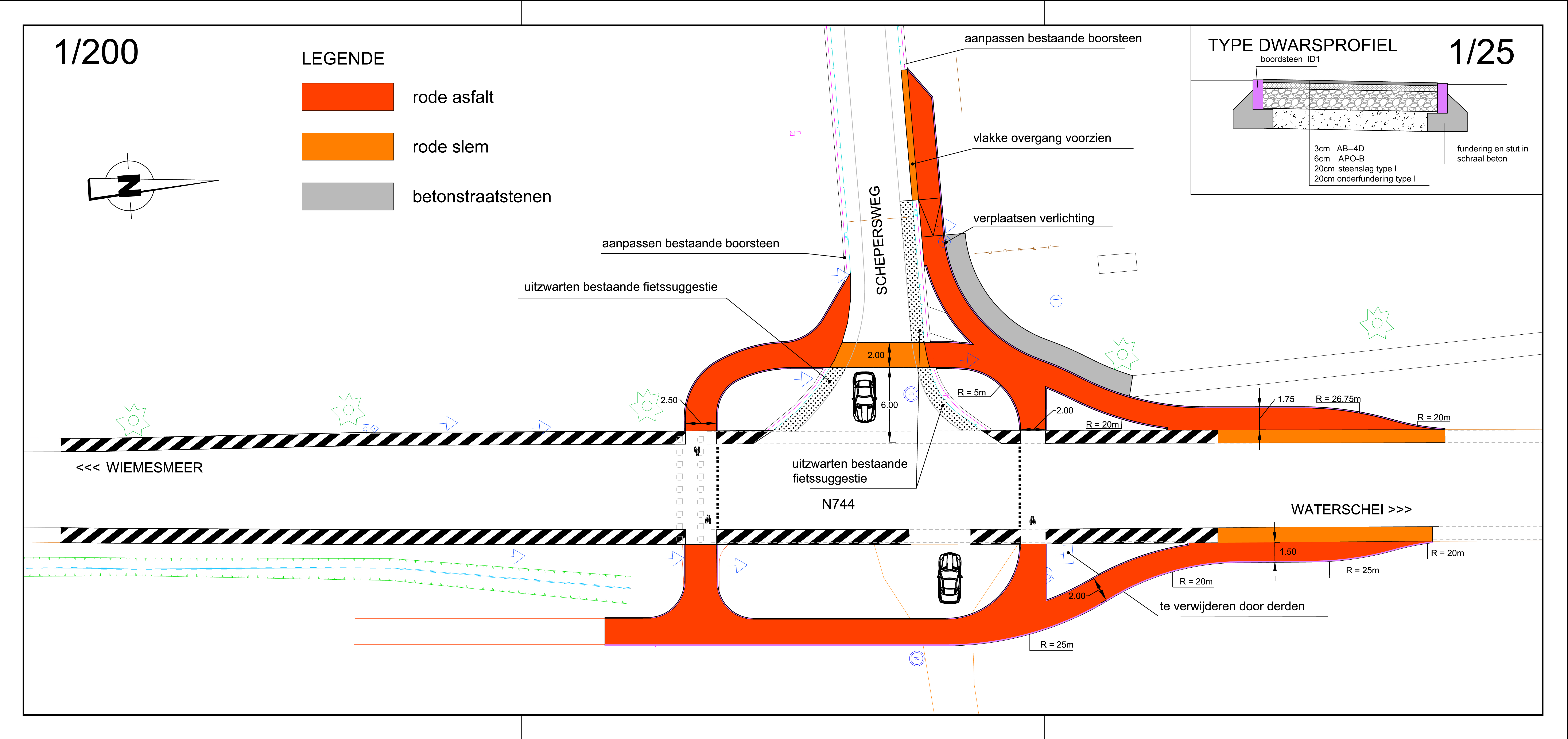 Grondplan kruispunt Wiemesmeerstraat (N744) x Schepersweg, Genk 