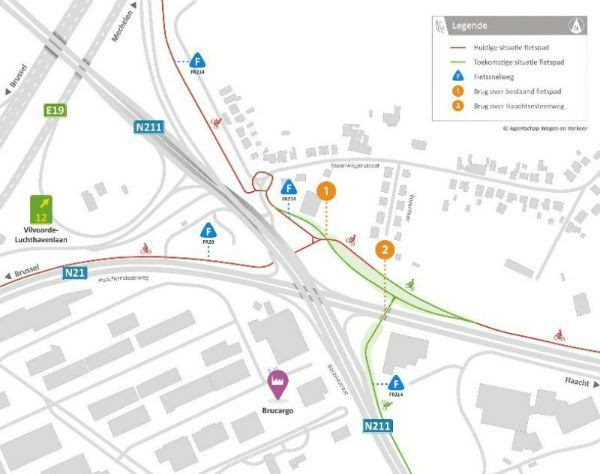 Met de fiets naar Brucargo: aanleg nieuwe fietsbrug over Haachtsesteenweg start op 15 september