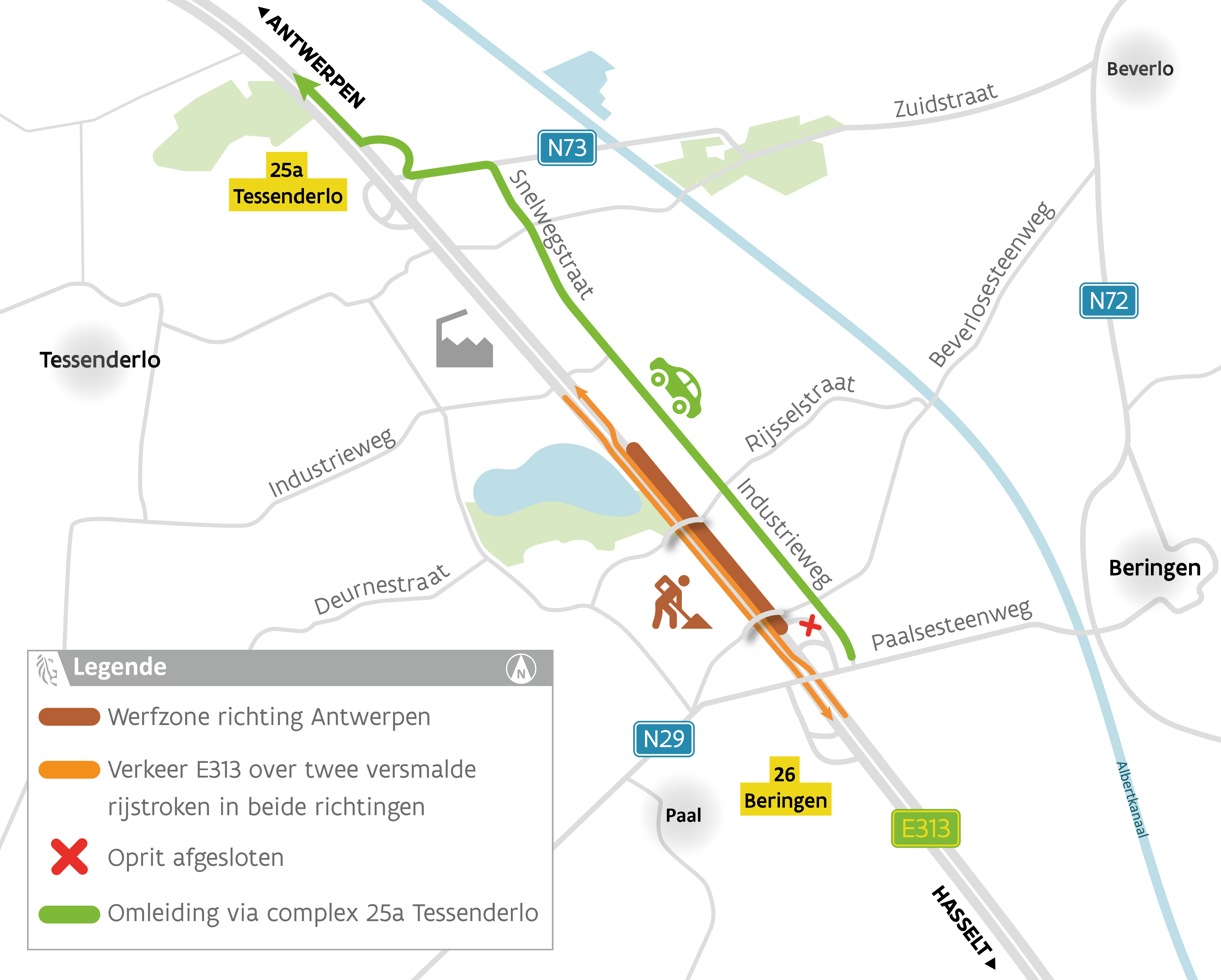 E313 Beringen - start werken richting Antwerpen