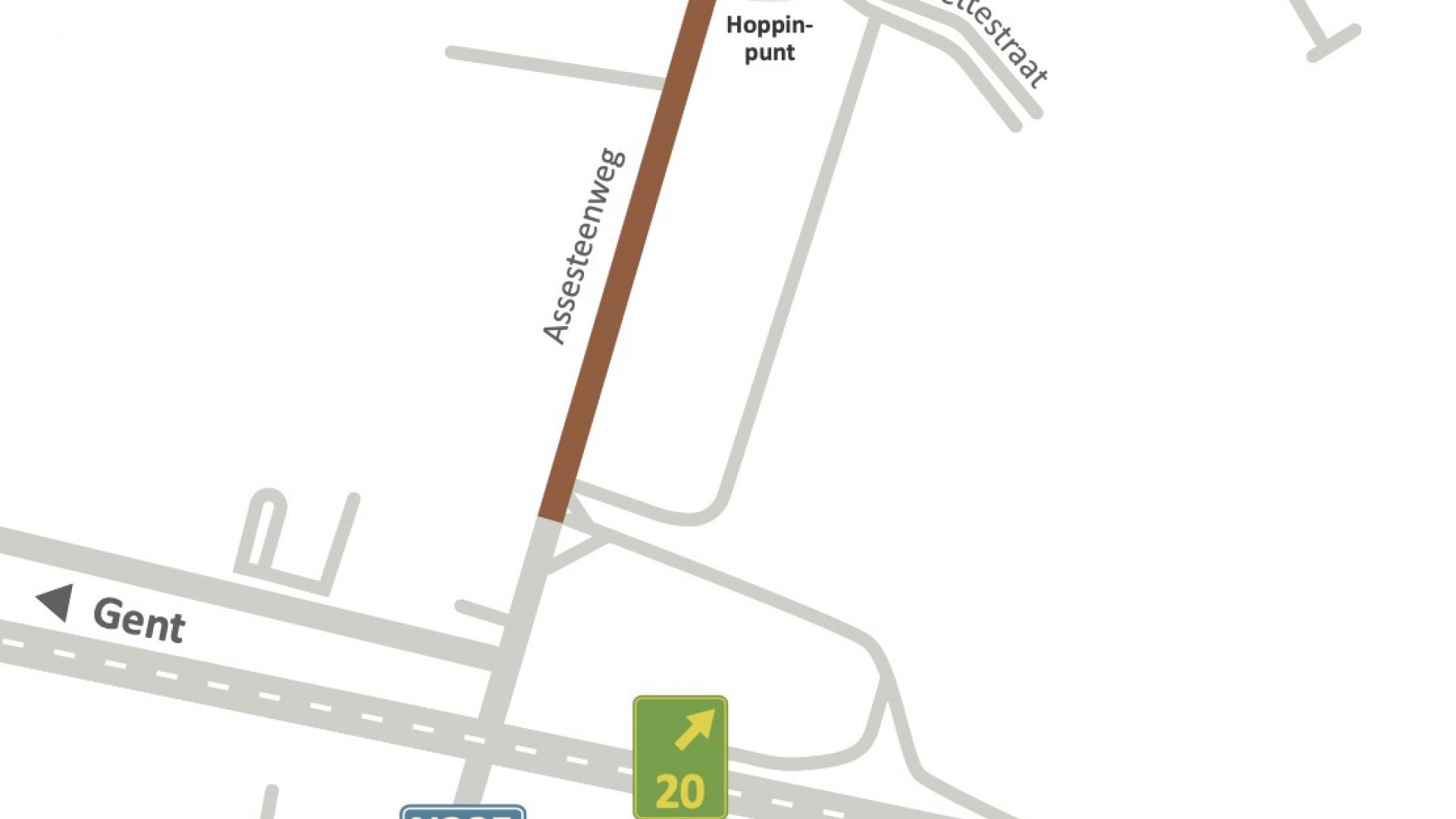 N285 Ternat: busbaan en Hoppinpunt Assesteenweg