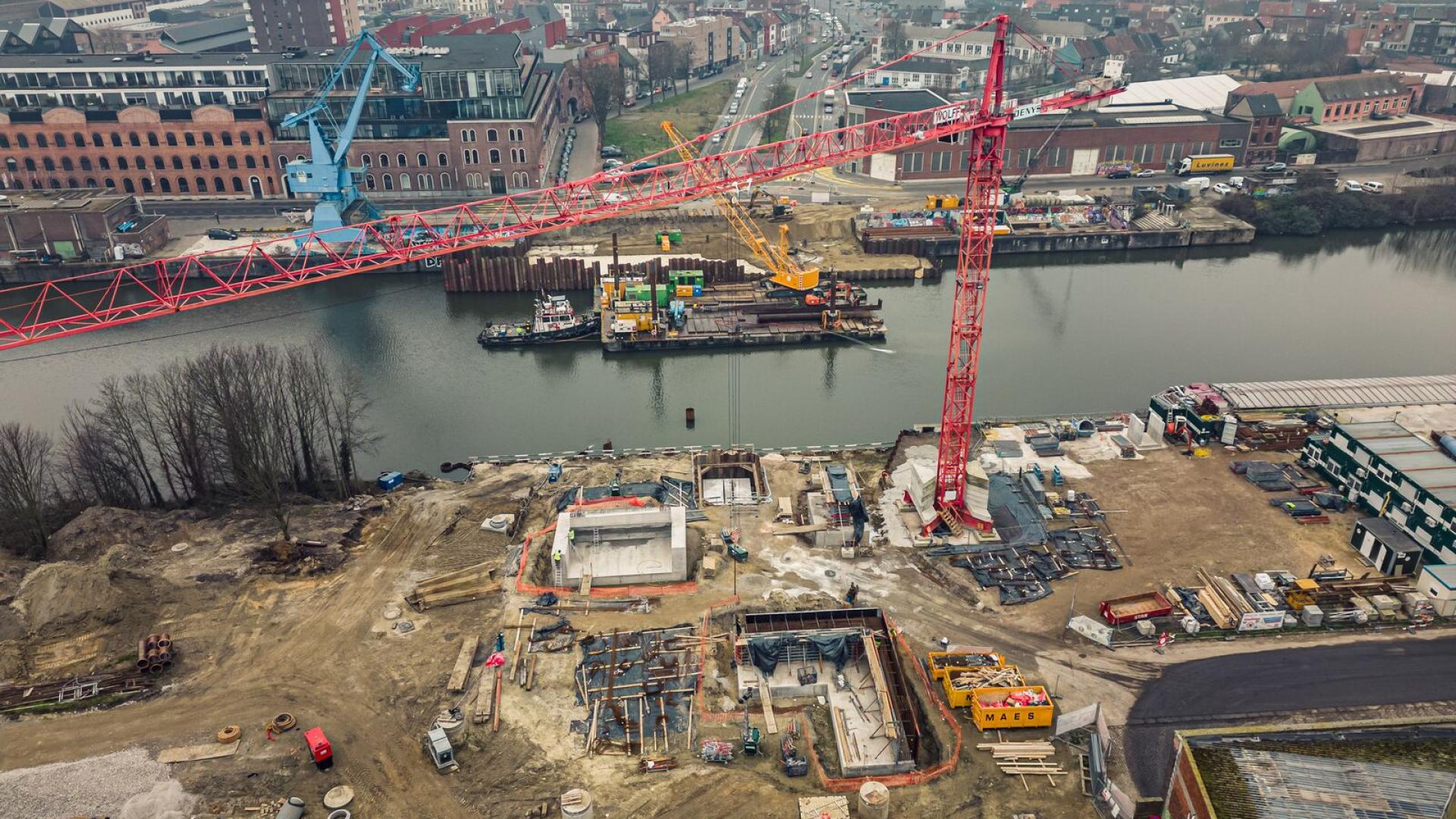 Bouw Verapazbrug (zicht richting Dok-Noord)