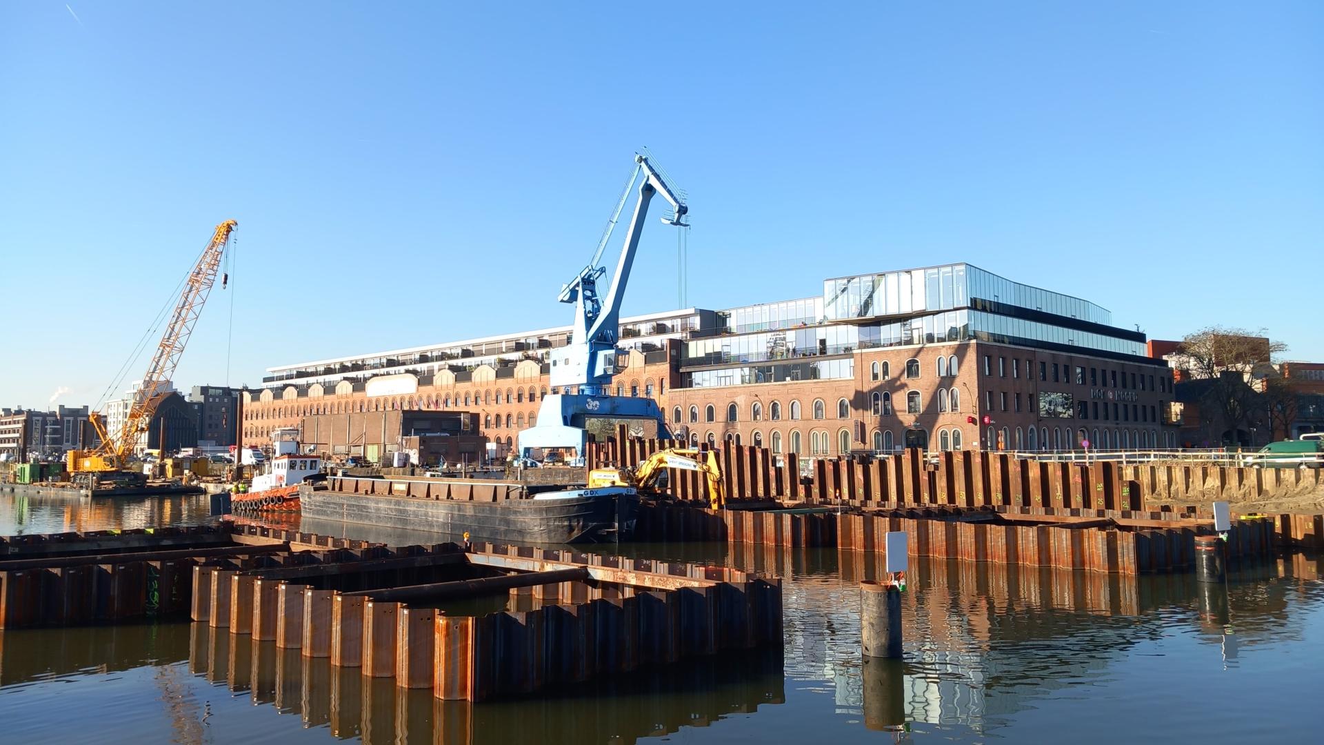 Bouw Verapazbrug (zicht richting Dok-Noord)