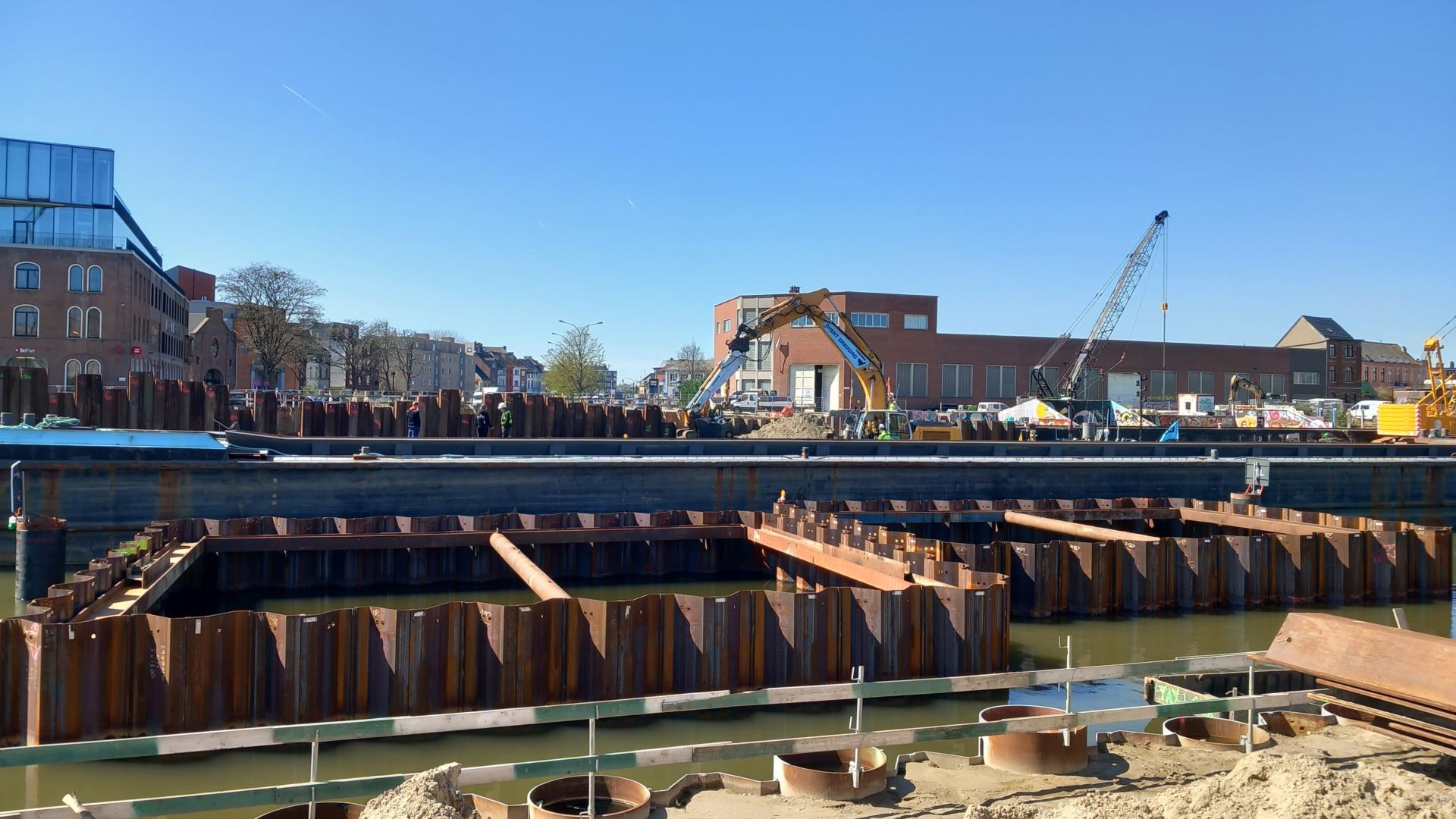 Bouw Verapazbrug (zicht richting Dok-Noord)