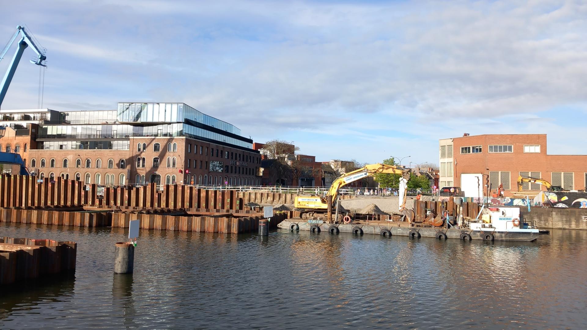 Bouw Verapazbrug (zicht richting Dok-Noord)
